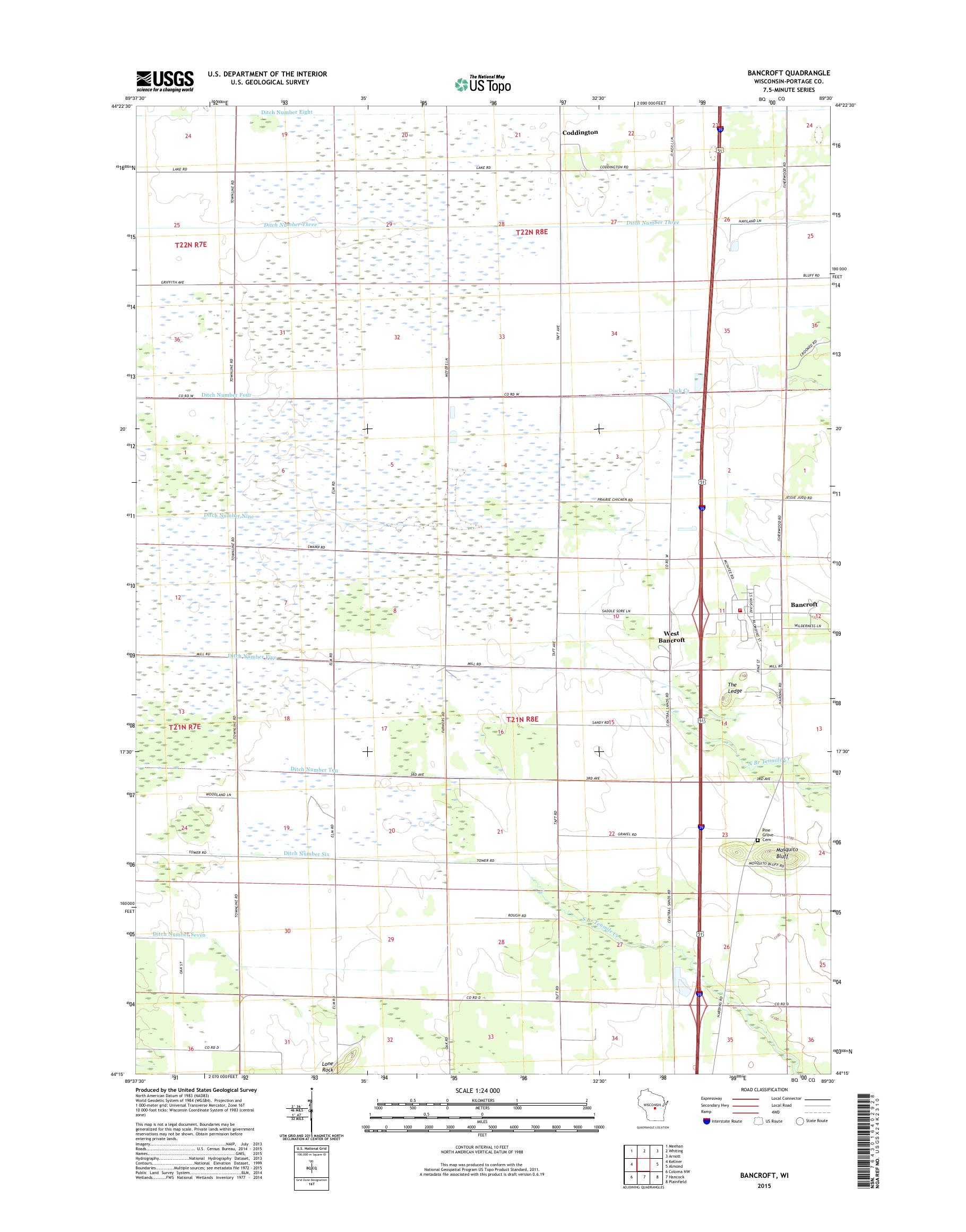 MyTopo Bancroft, Wisconsin USGS Quad Topo Map