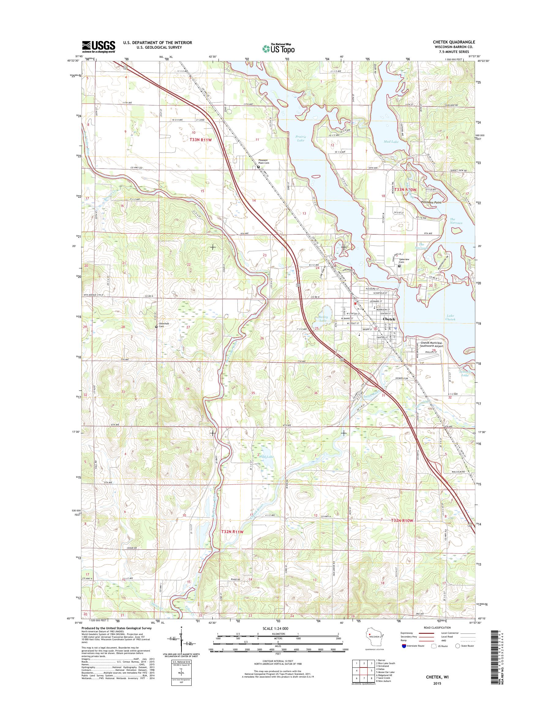 MyTopo Chetek, Wisconsin USGS Quad Topo Map