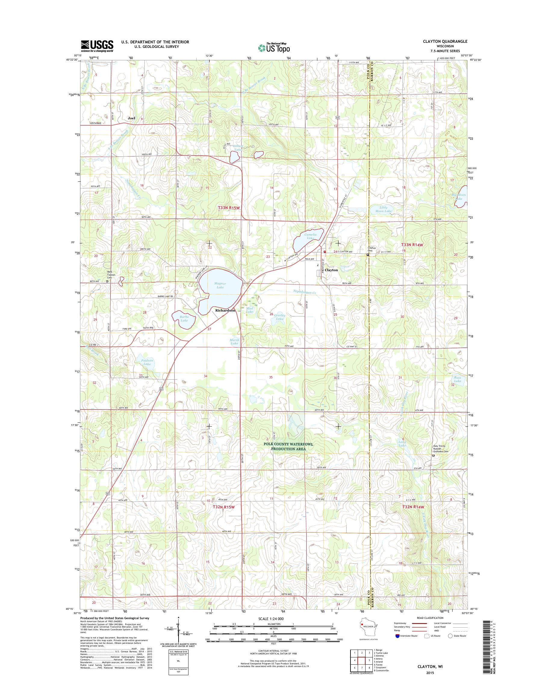 MyTopo Clayton, Wisconsin USGS Quad Topo Map