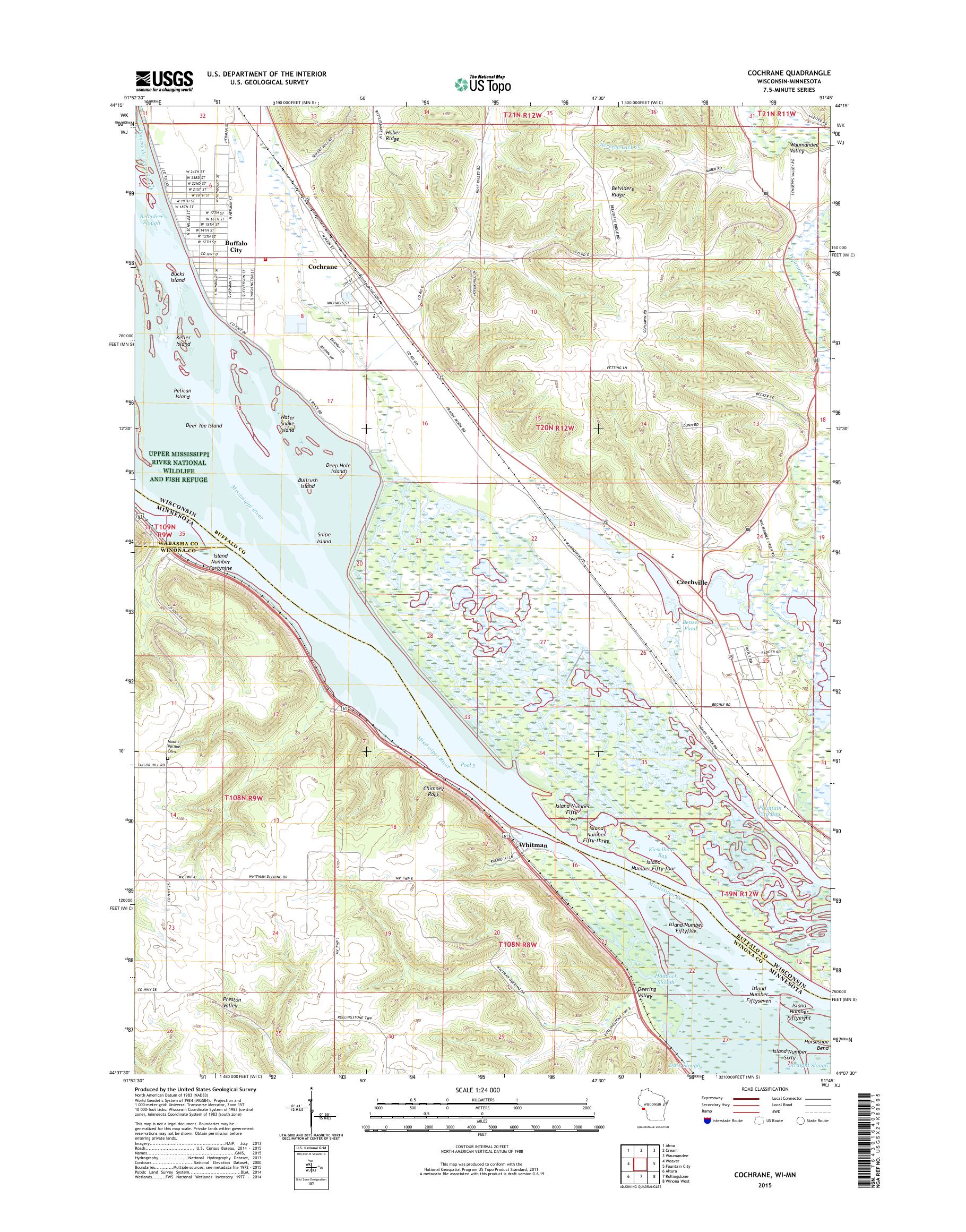 MyTopo Cochrane, Wisconsin USGS Quad Topo Map