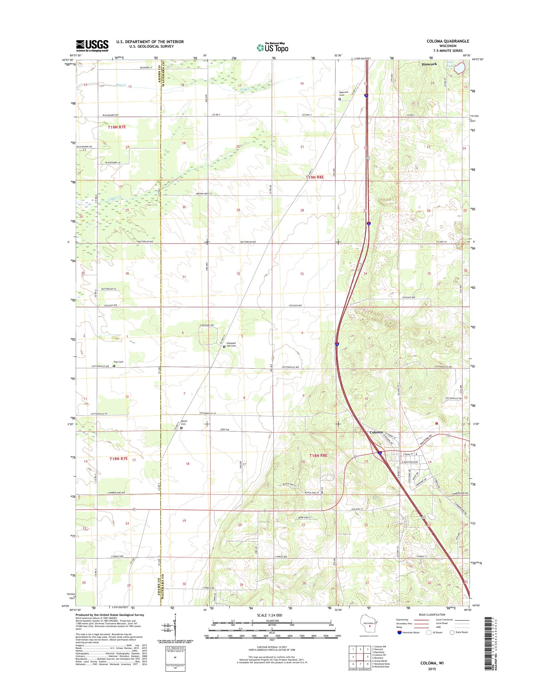 MyTopo Coloma, Wisconsin USGS Quad Topo Map