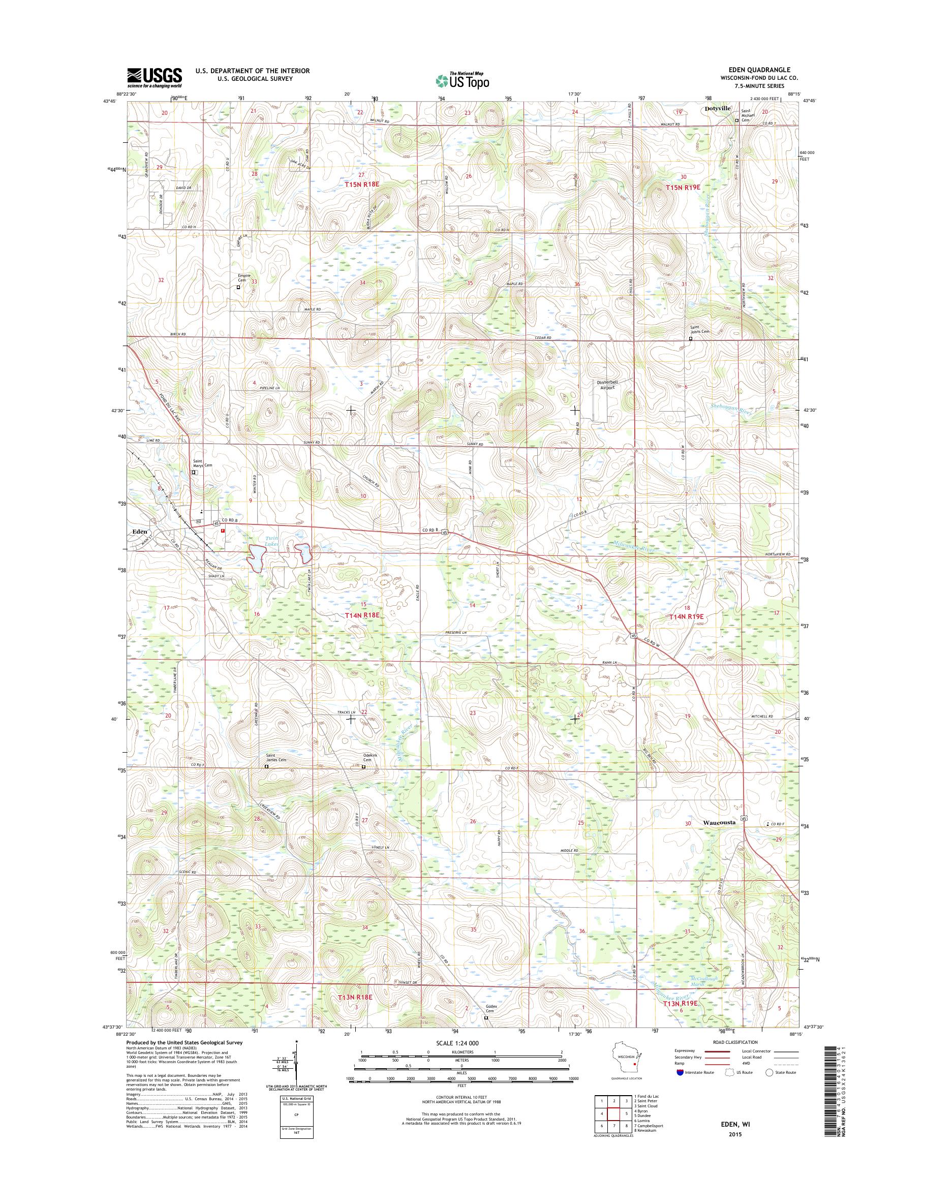 MyTopo Eden, Wisconsin USGS Quad Topo Map