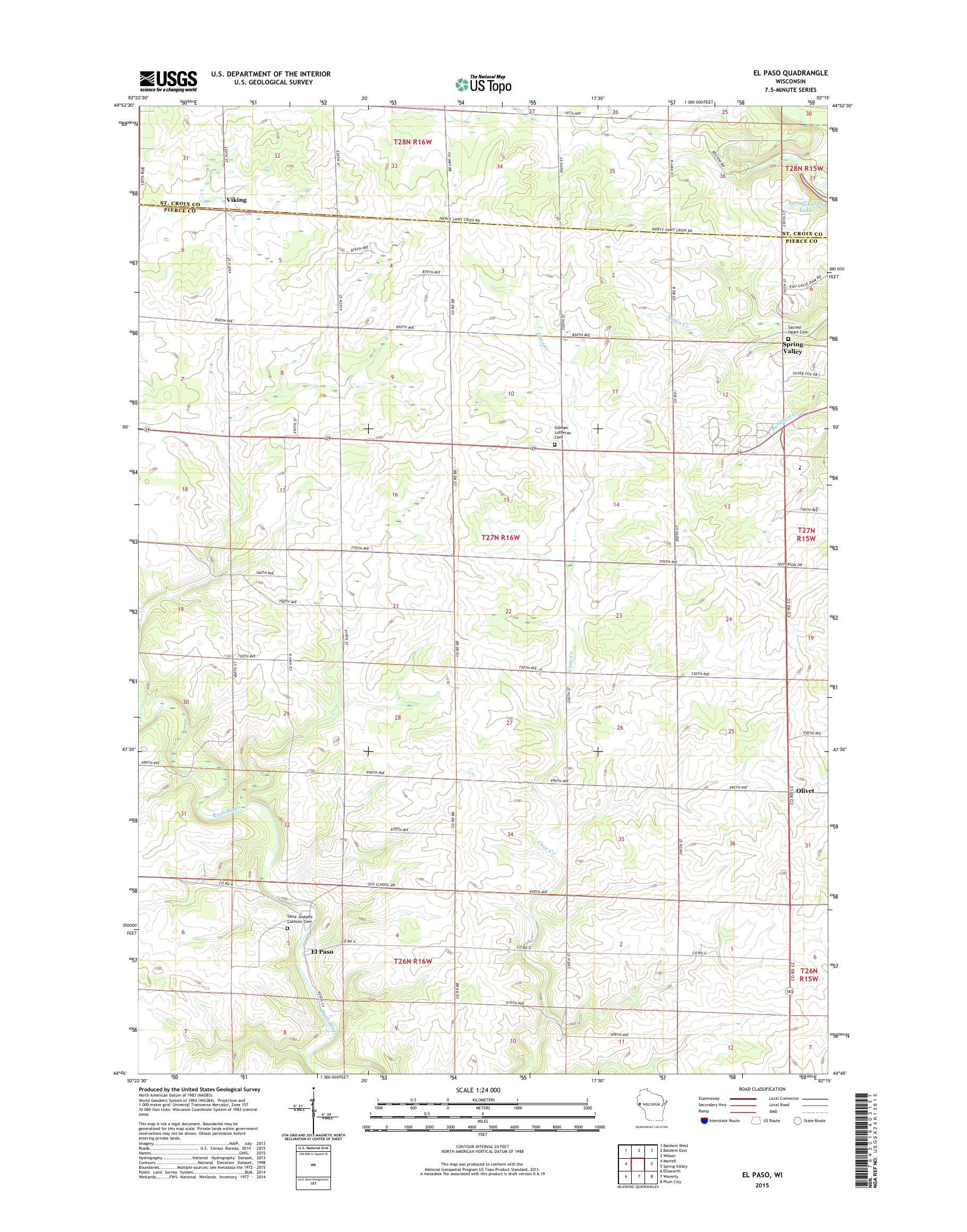 MyTopo El Paso, Wisconsin USGS Quad Topo Map