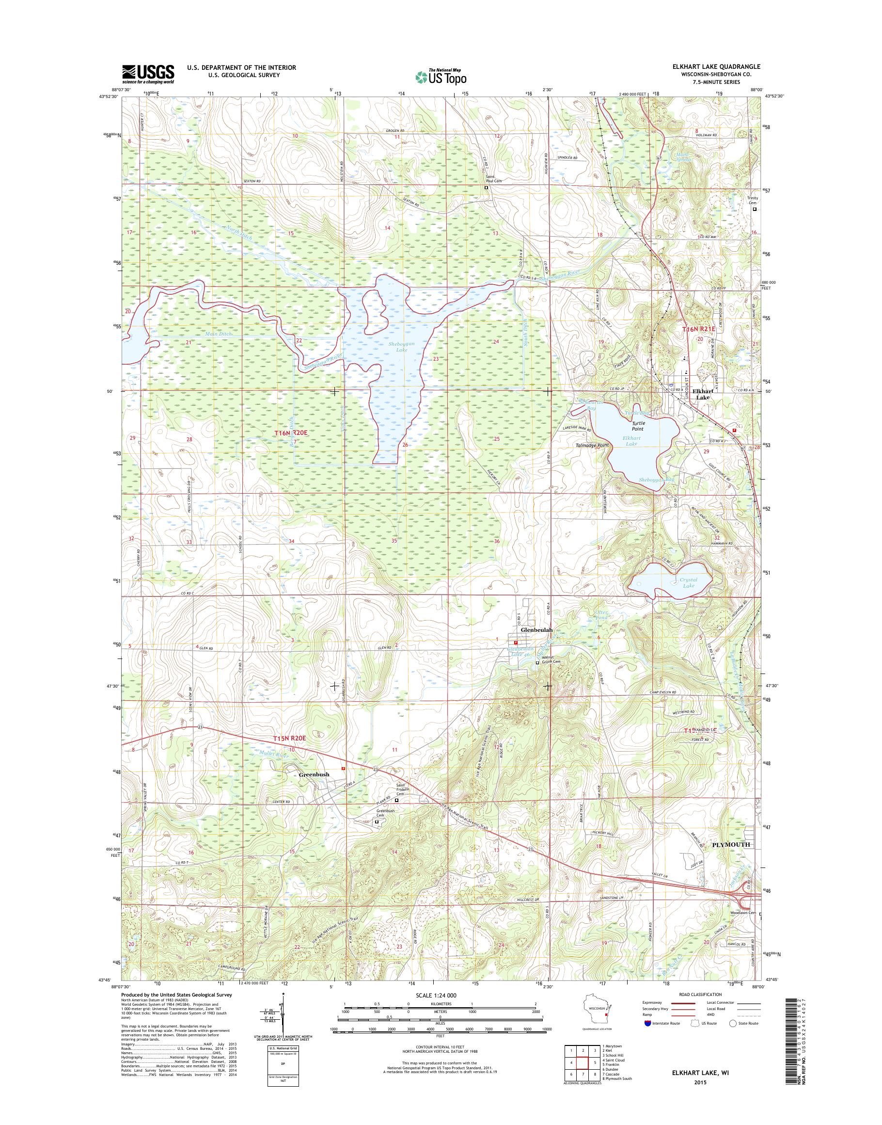 MyTopo Elkhart Lake, Wisconsin USGS Quad Topo Map