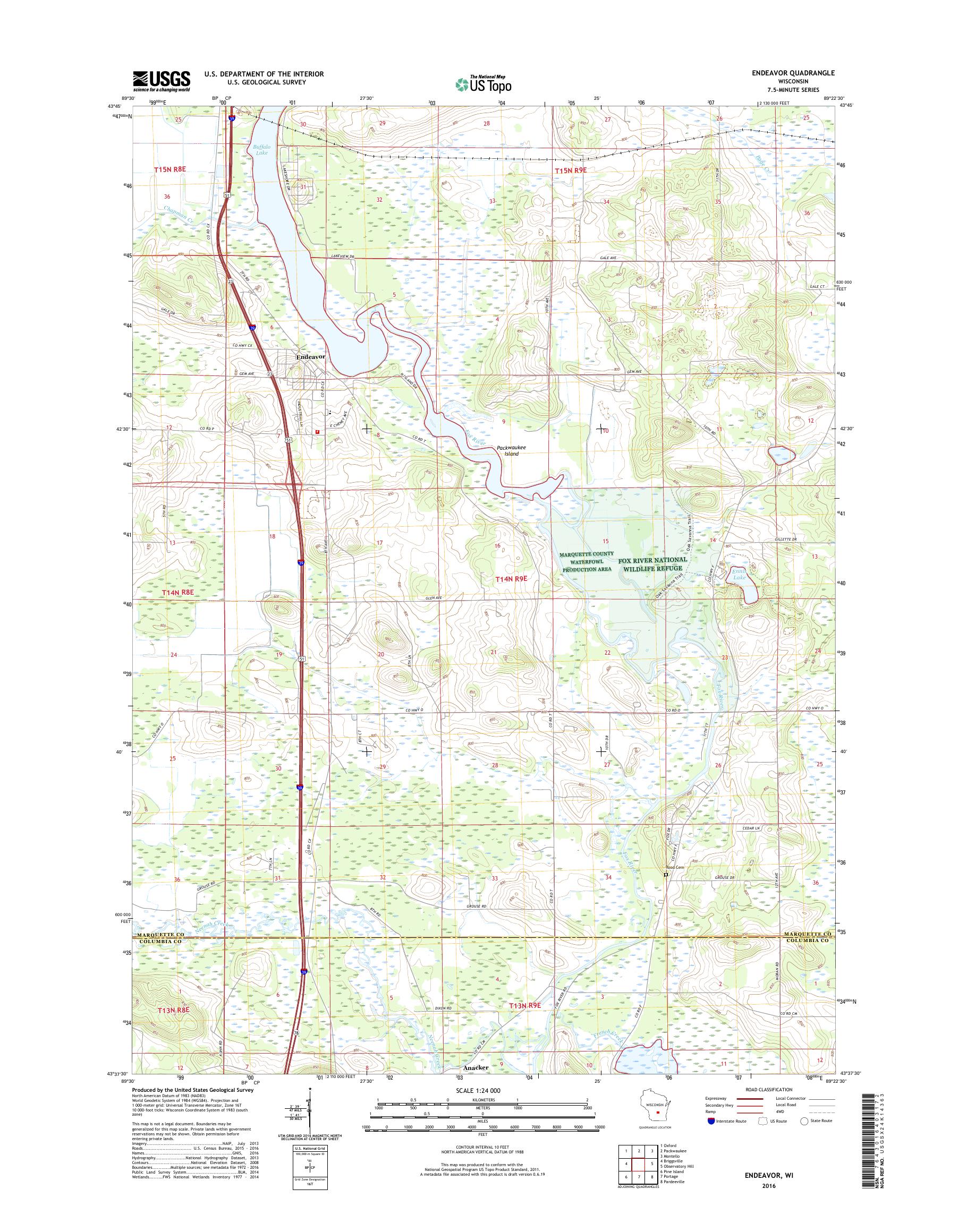 MyTopo Endeavor, Wisconsin USGS Quad Topo Map