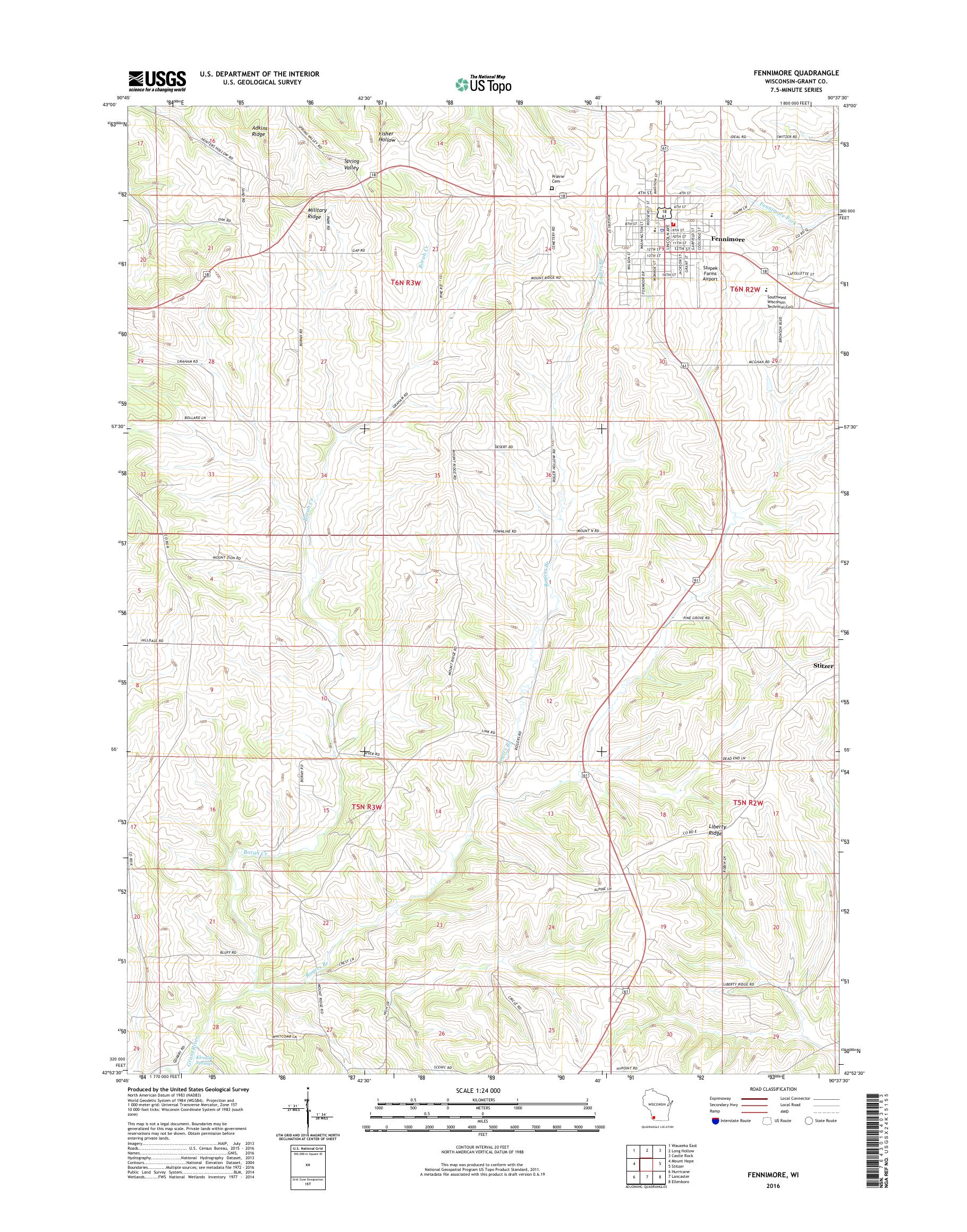 MyTopo Fennimore, Wisconsin USGS Quad Topo Map