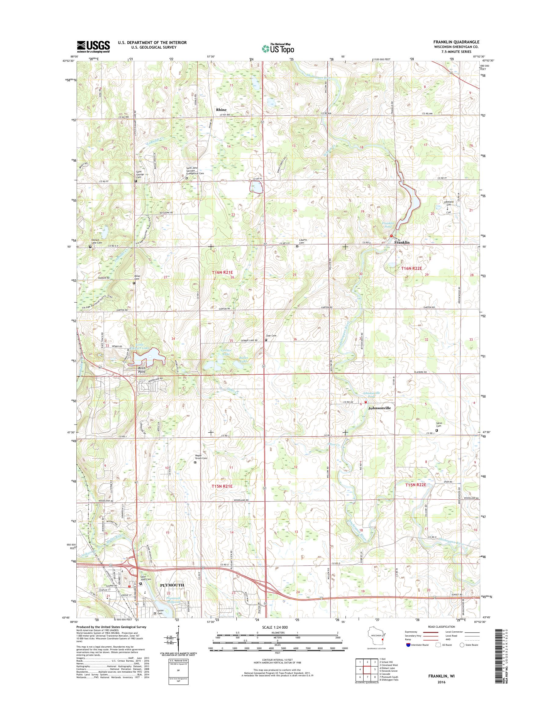 MyTopo Franklin, Wisconsin USGS Quad Topo Map