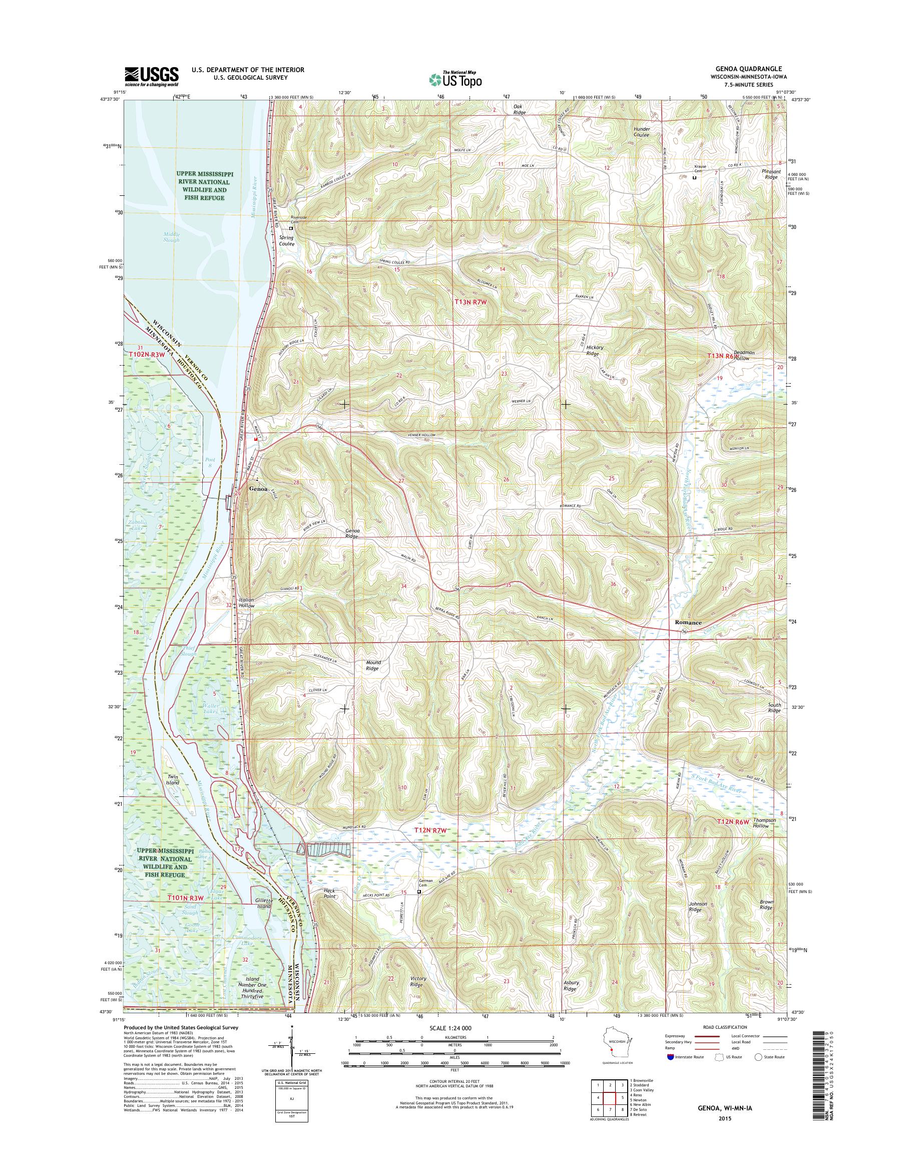 MyTopo Genoa, Wisconsin USGS Quad Topo Map