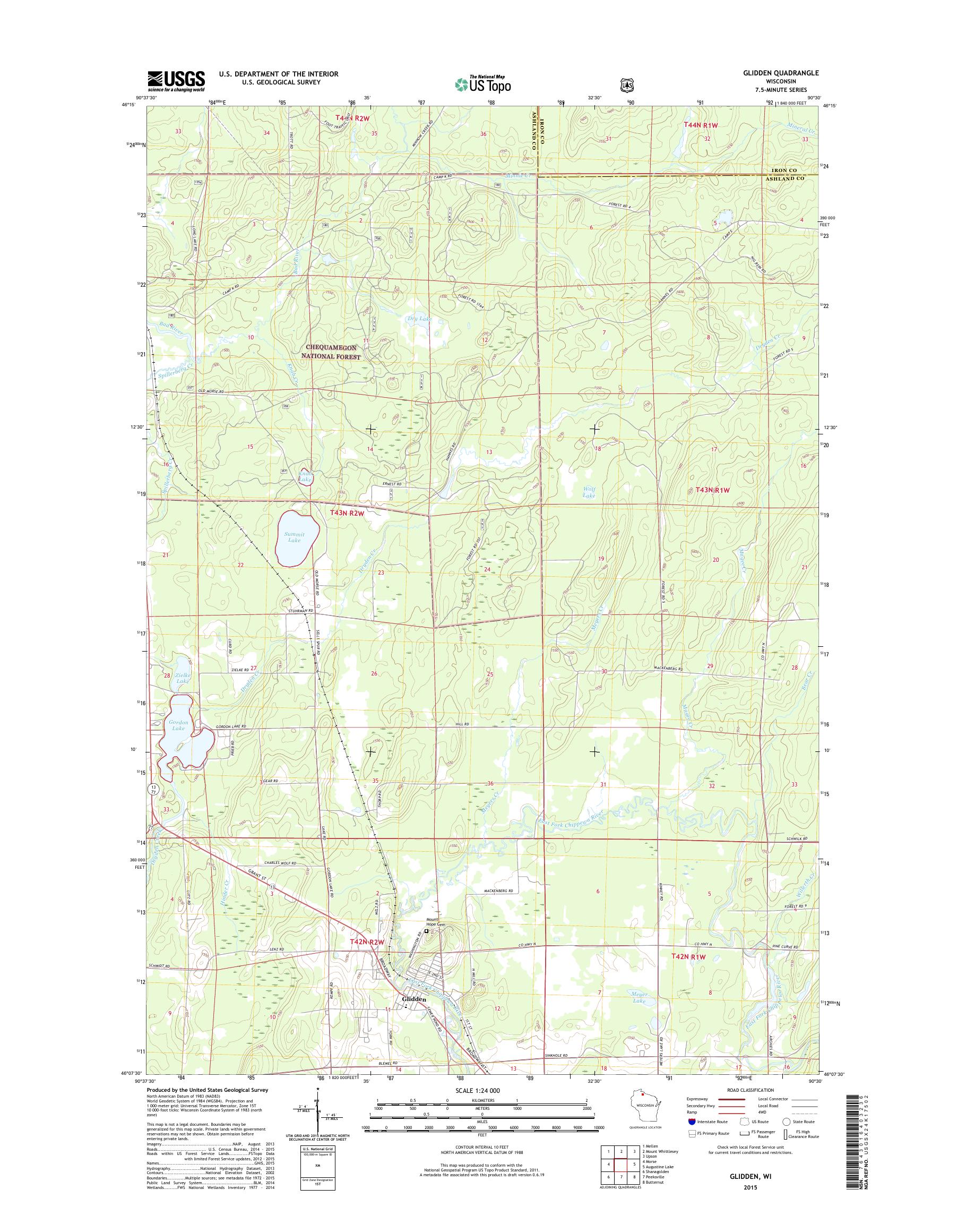 MyTopo Glidden, Wisconsin USGS Quad Topo Map