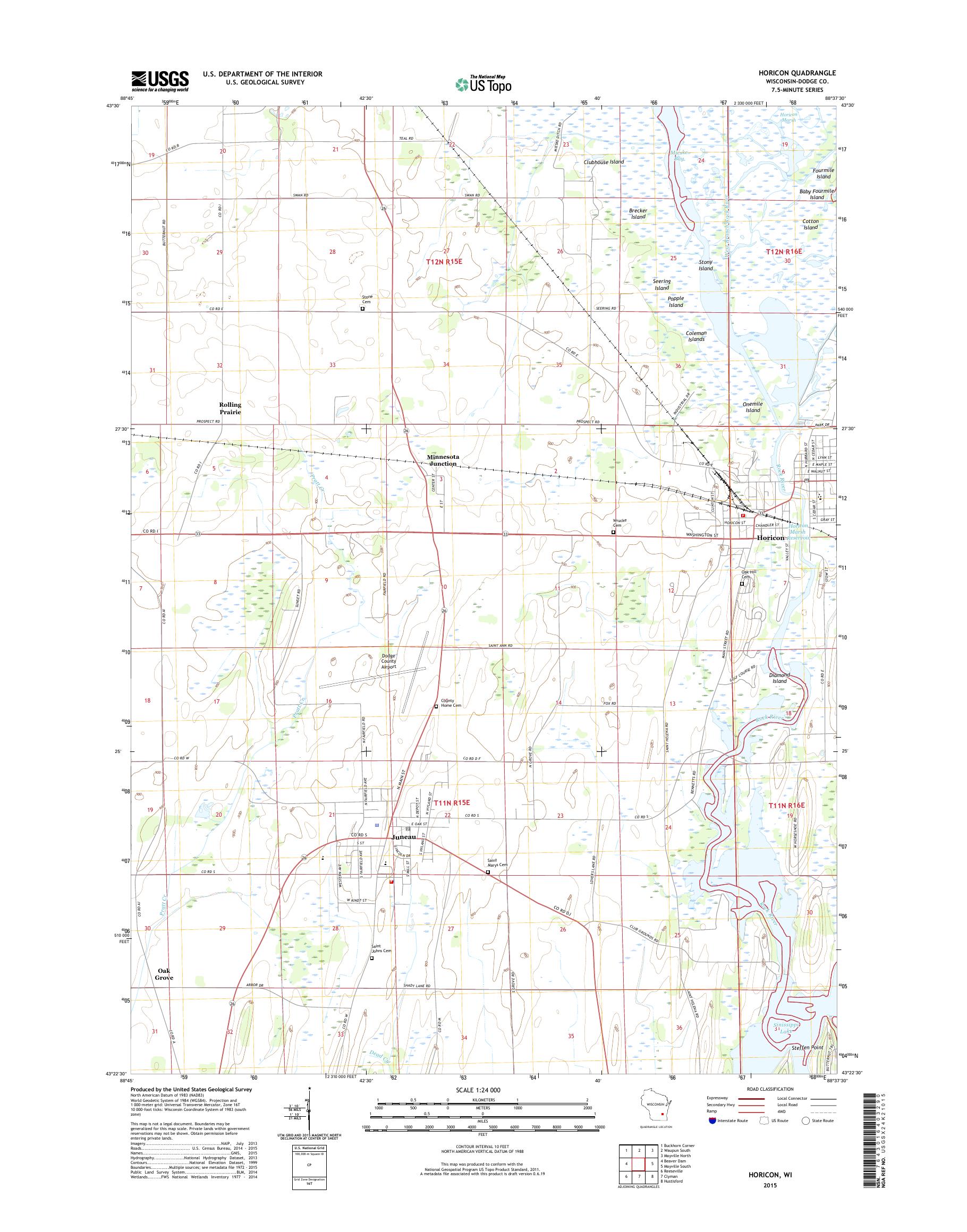 MyTopo Horicon, Wisconsin USGS Quad Topo Map