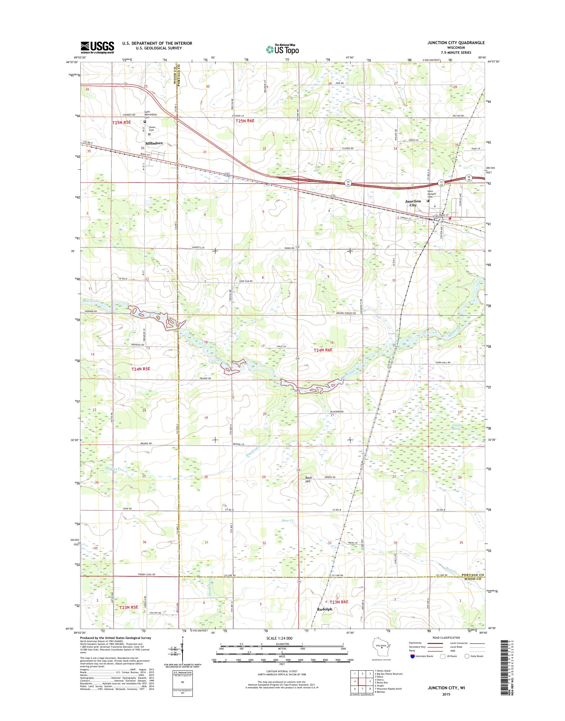 MyTopo Junction City, Wisconsin USGS Quad Topo Map