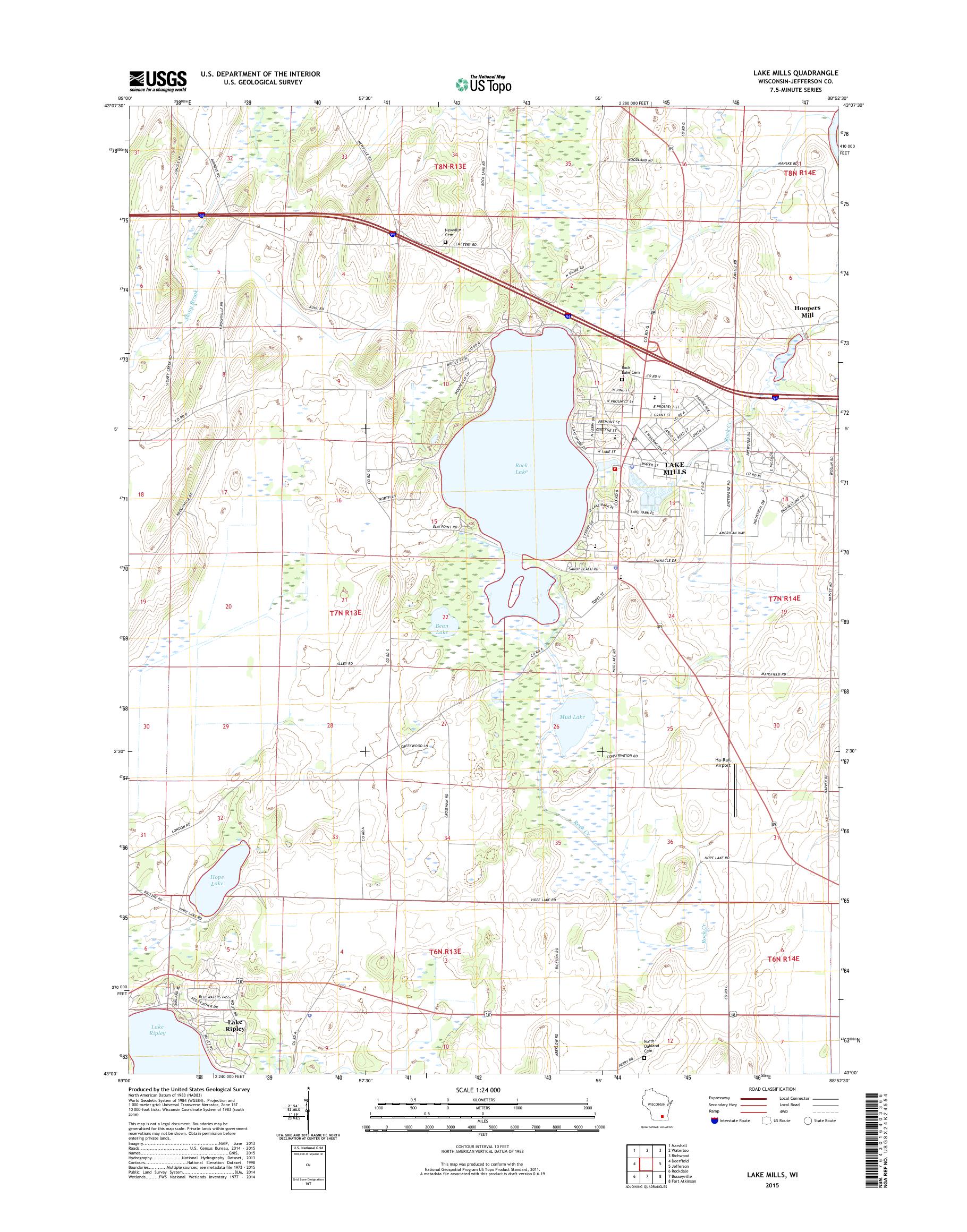 MyTopo Lake Mills, Wisconsin USGS Quad Topo Map