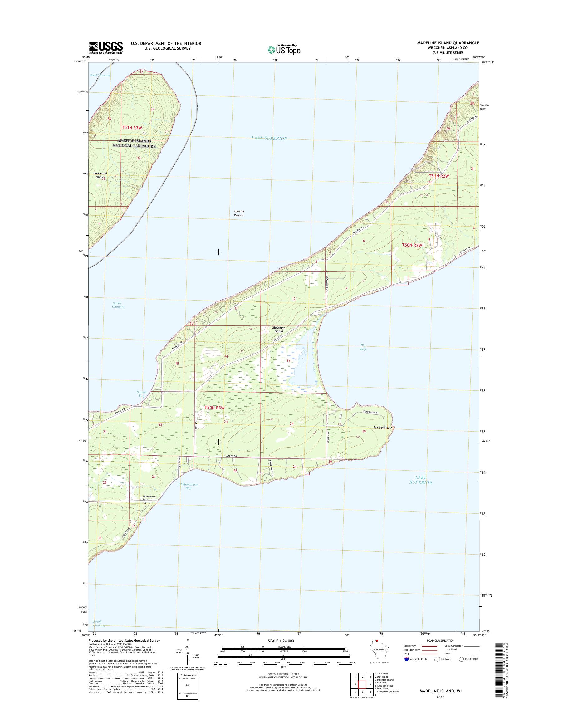 MyTopo Madeline Island, Wisconsin USGS Quad Topo Map