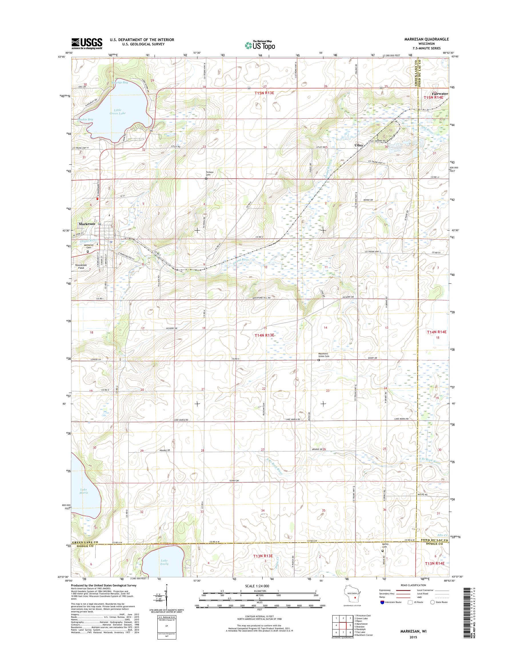 MyTopo Markesan, Wisconsin USGS Quad Topo Map