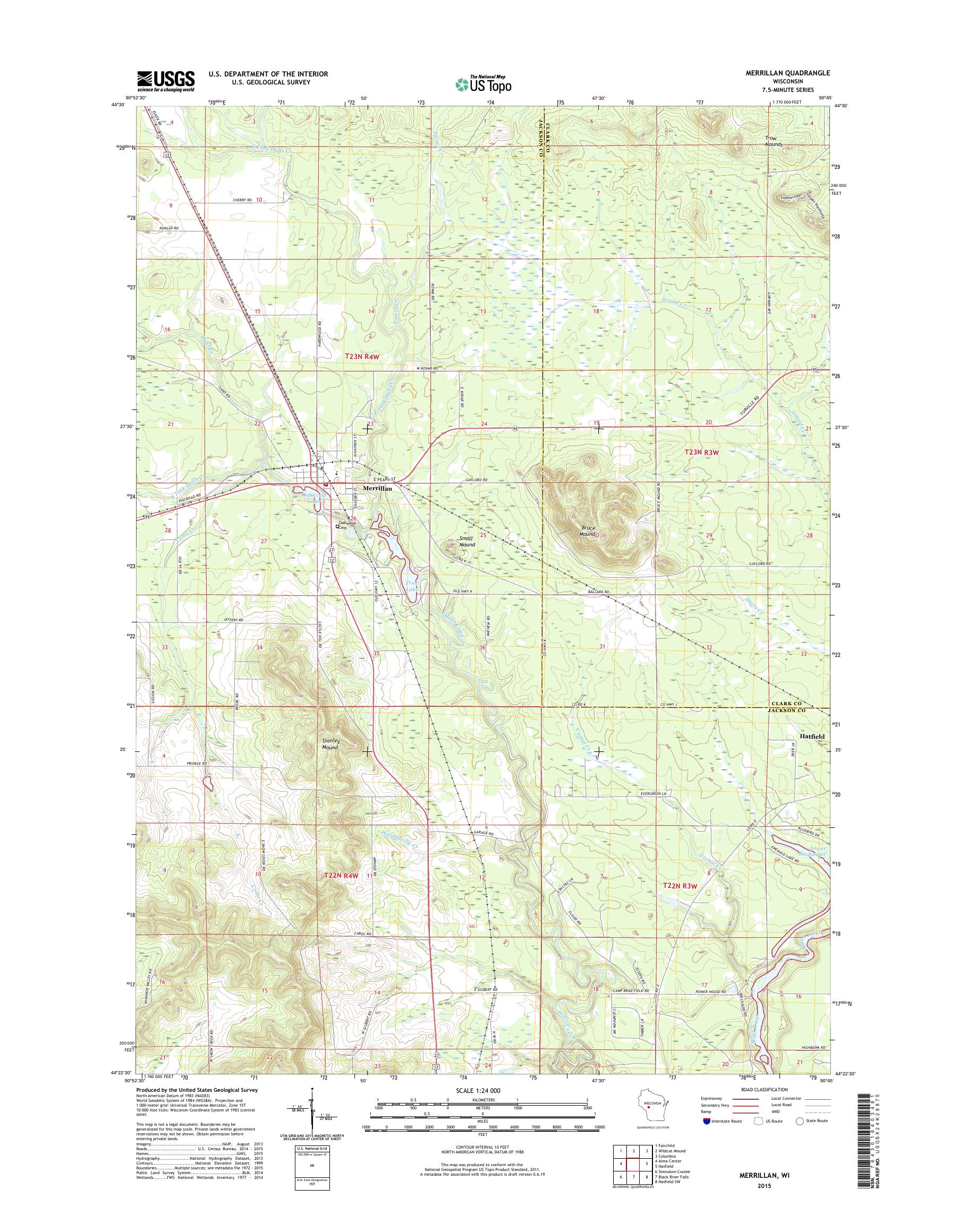 MyTopo Merrillan, Wisconsin USGS Quad Topo Map