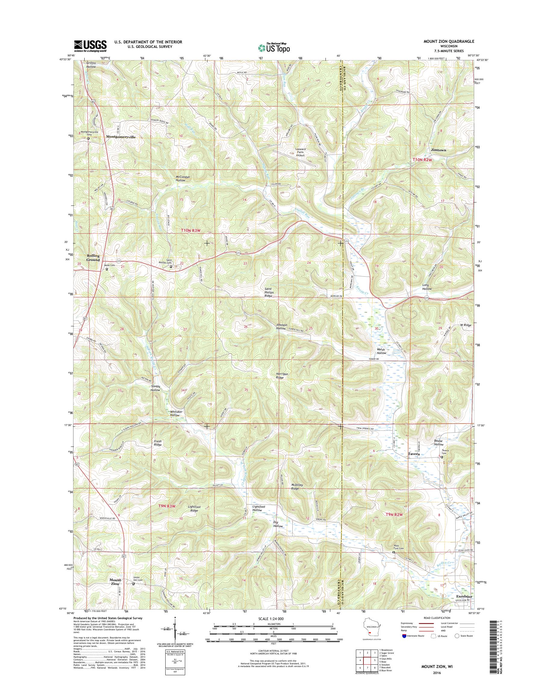 MyTopo Mount Zion, Wisconsin USGS Quad Topo Map