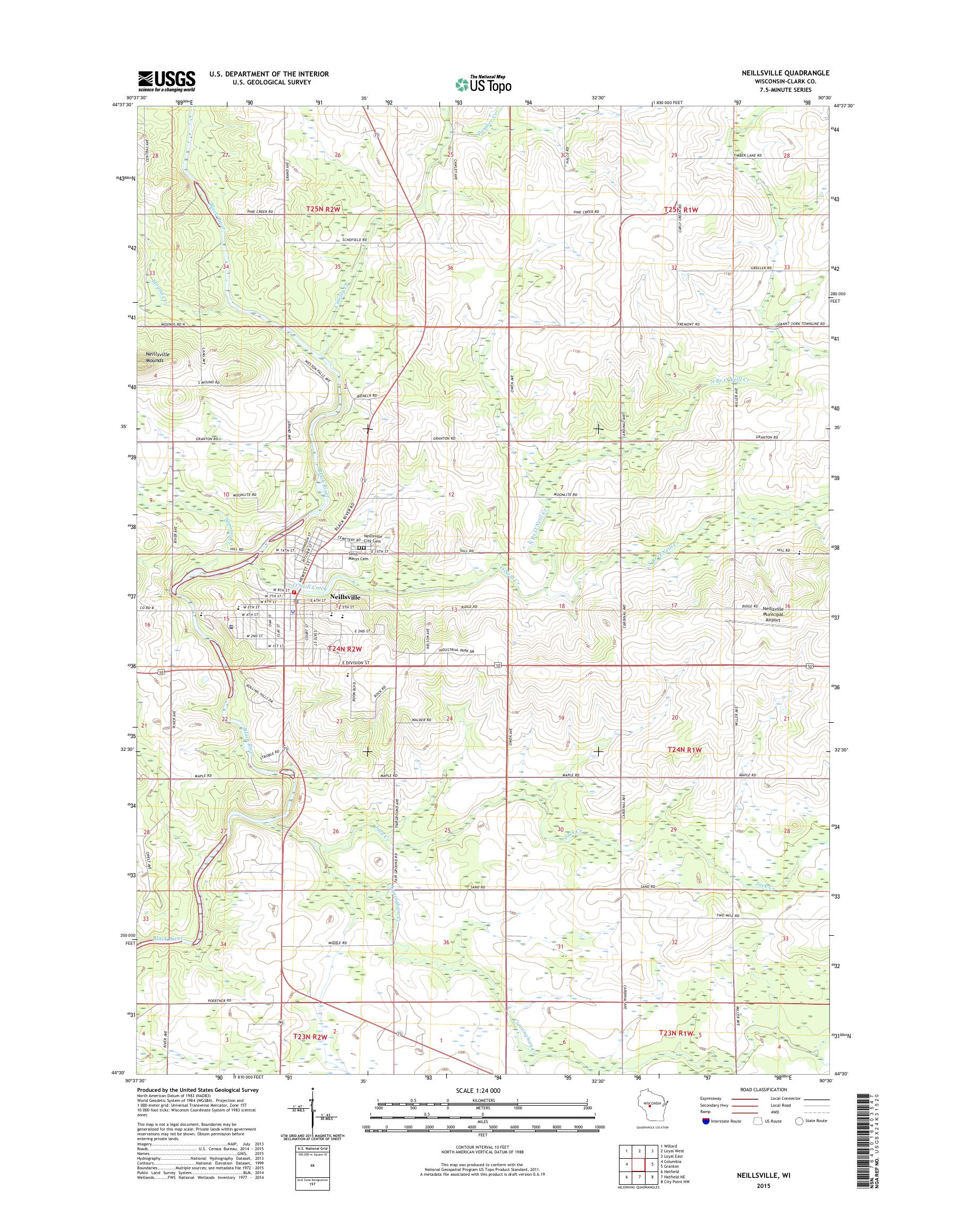 MyTopo Neillsville, Wisconsin USGS Quad Topo Map