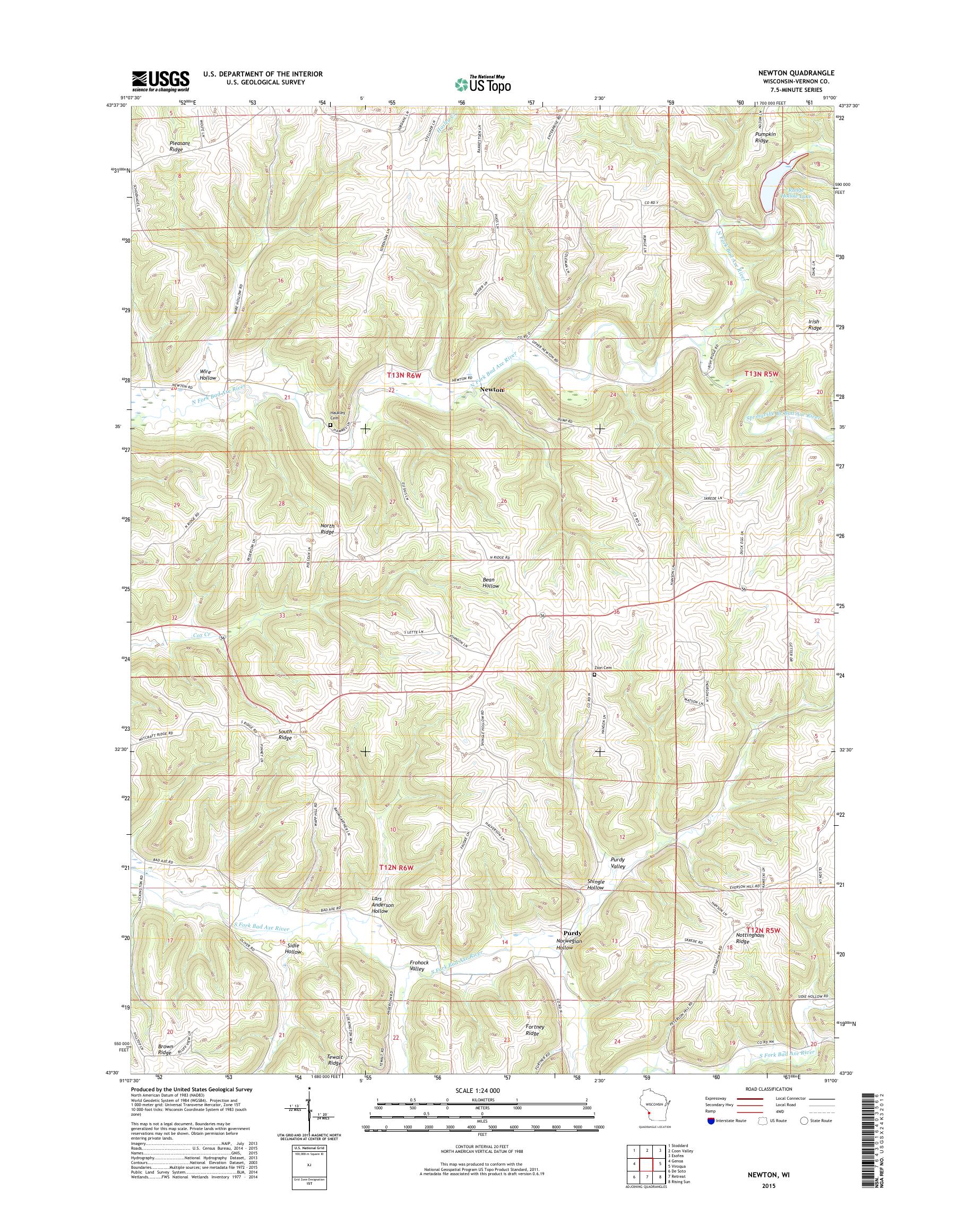MyTopo Newton, Wisconsin USGS Quad Topo Map