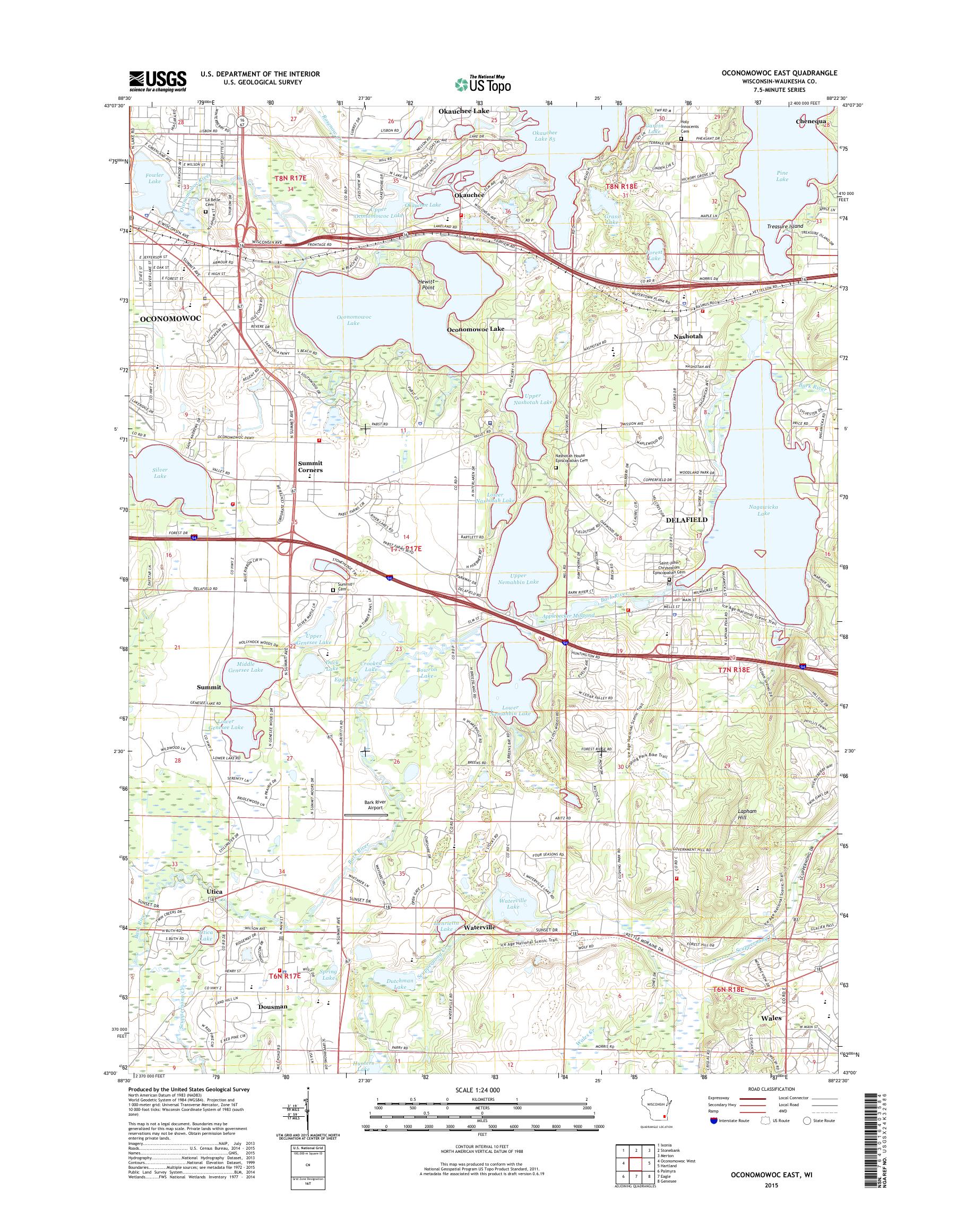 MyTopo Oconomowoc East, Wisconsin USGS Quad Topo Map