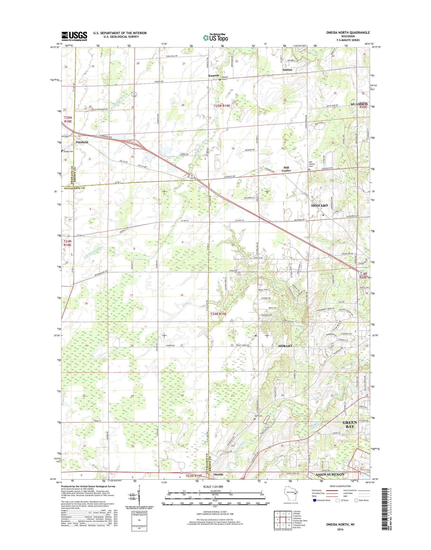 MyTopo Oneida North, Wisconsin USGS Quad Topo Map
