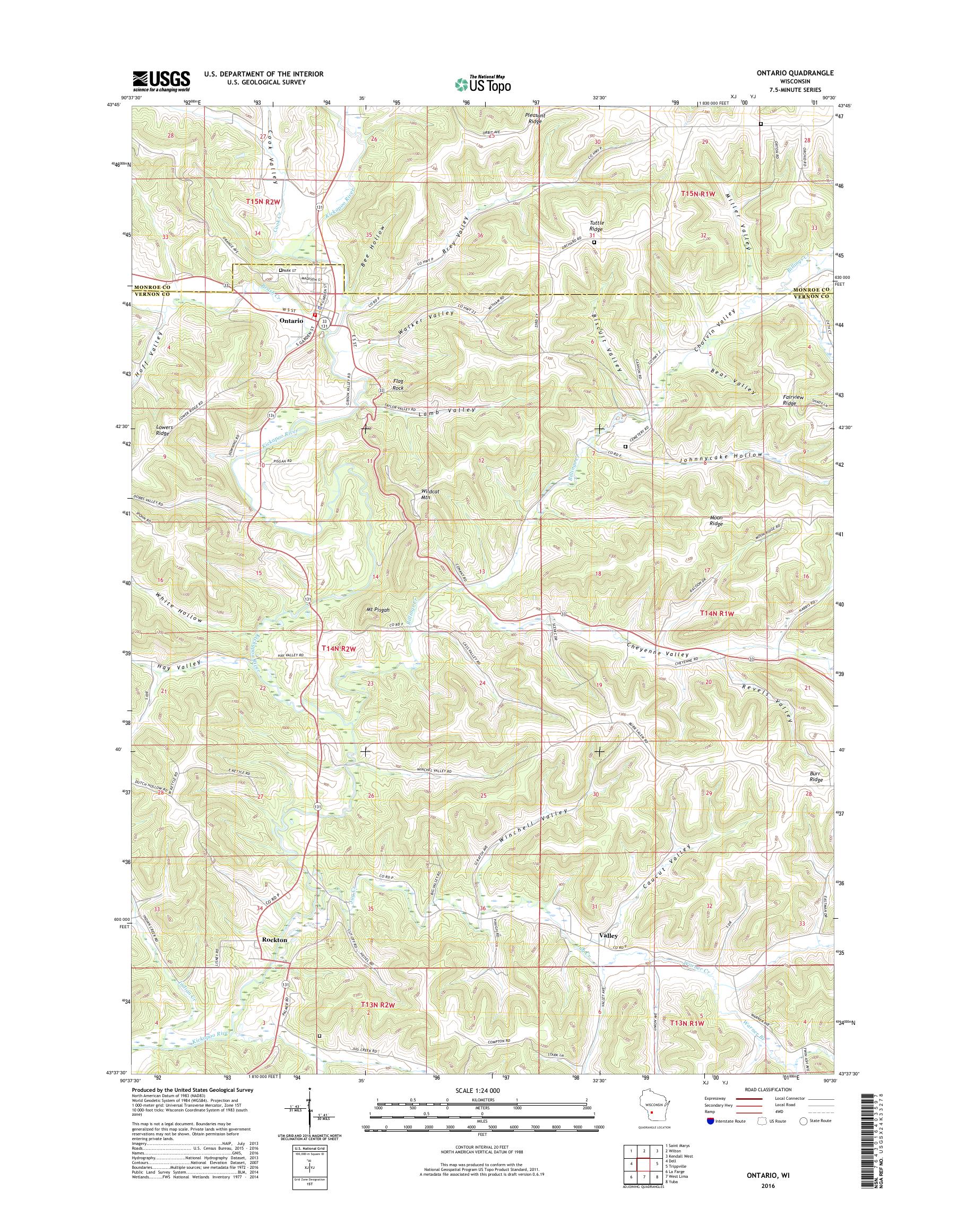 MyTopo Ontario, Wisconsin USGS Quad Topo Map