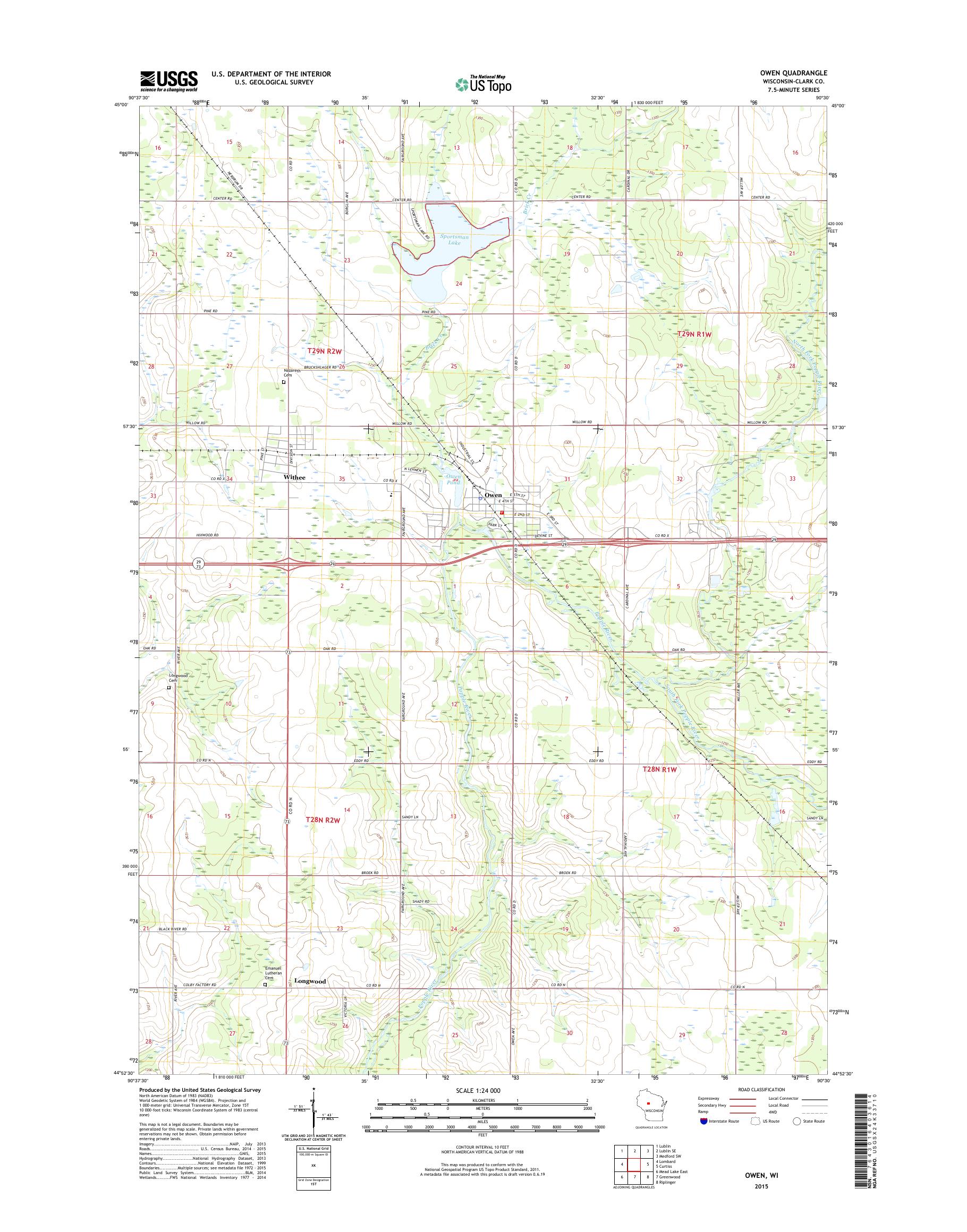 MyTopo Owen, Wisconsin USGS Quad Topo Map