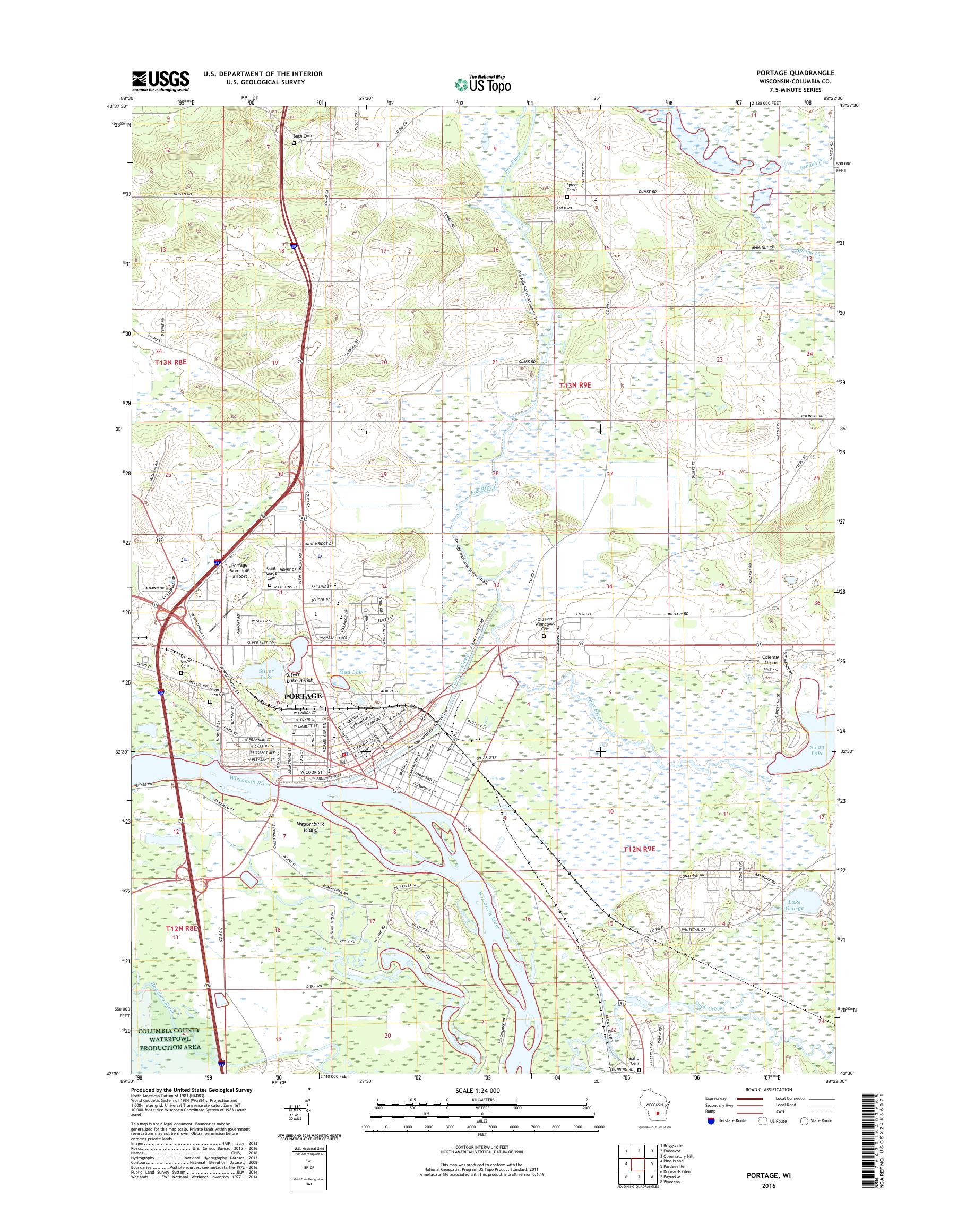MyTopo Portage, Wisconsin USGS Quad Topo Map