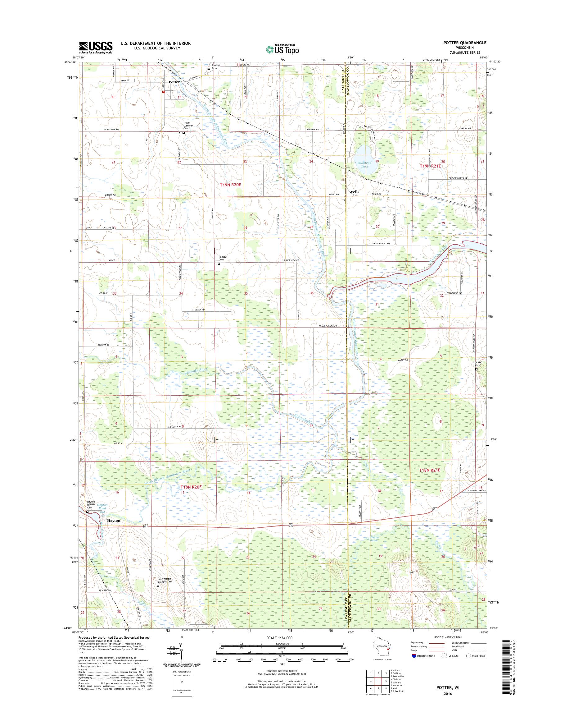 MyTopo Potter, Wisconsin USGS Quad Topo Map