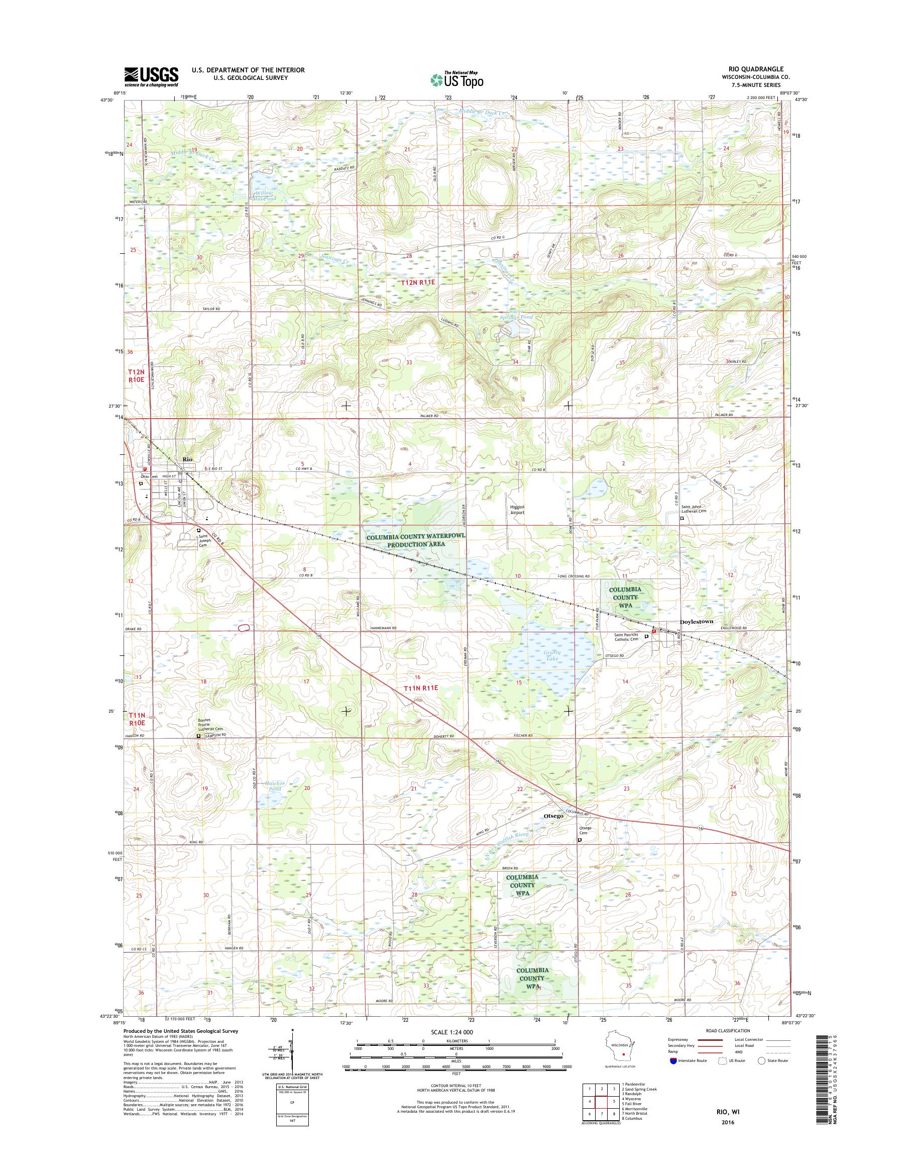 MyTopo Rio, Wisconsin USGS Quad Topo Map