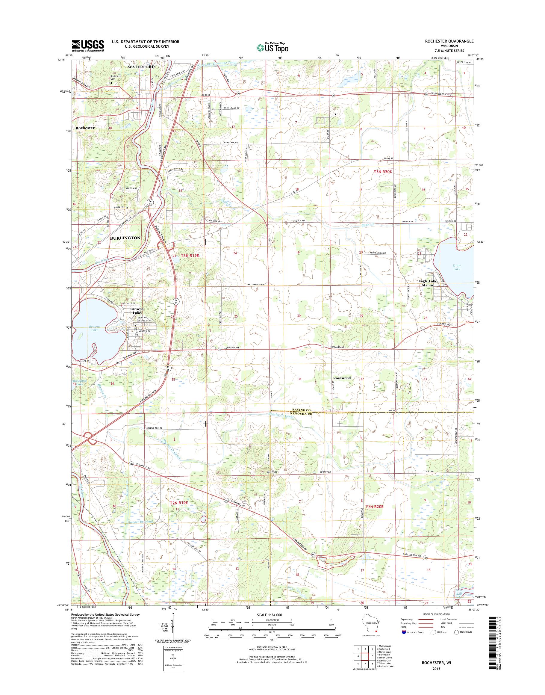 MyTopo Rochester, Wisconsin USGS Quad Topo Map