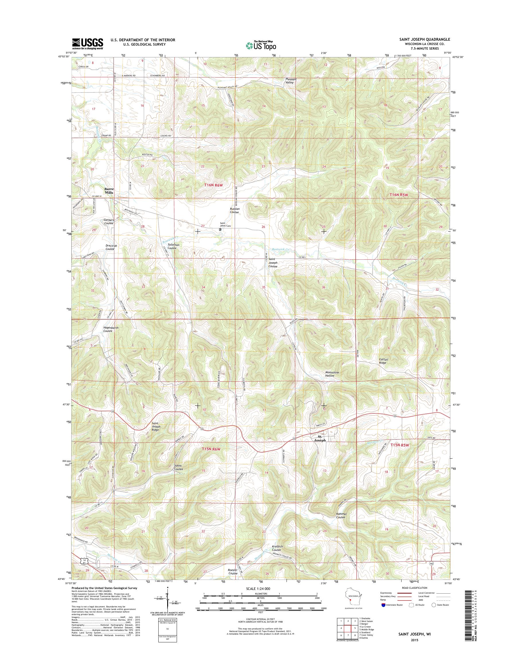 MyTopo Saint Joseph, Wisconsin USGS Quad Topo Map