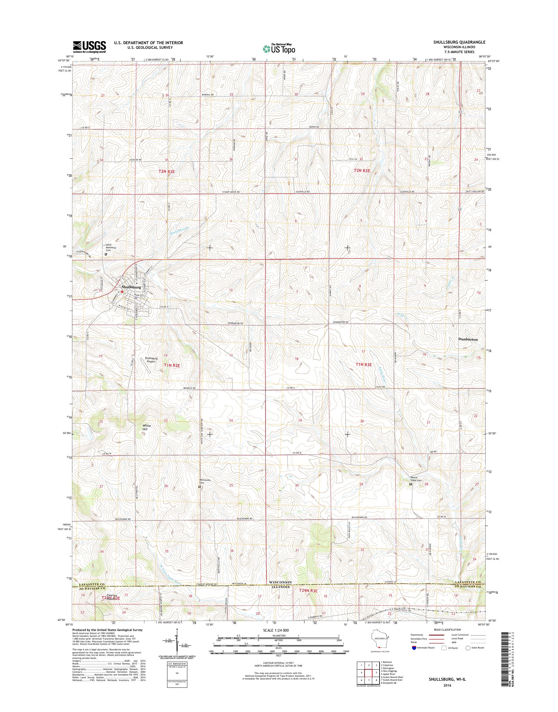 MyTopo Shullsburg, Wisconsin USGS Quad Topo Map