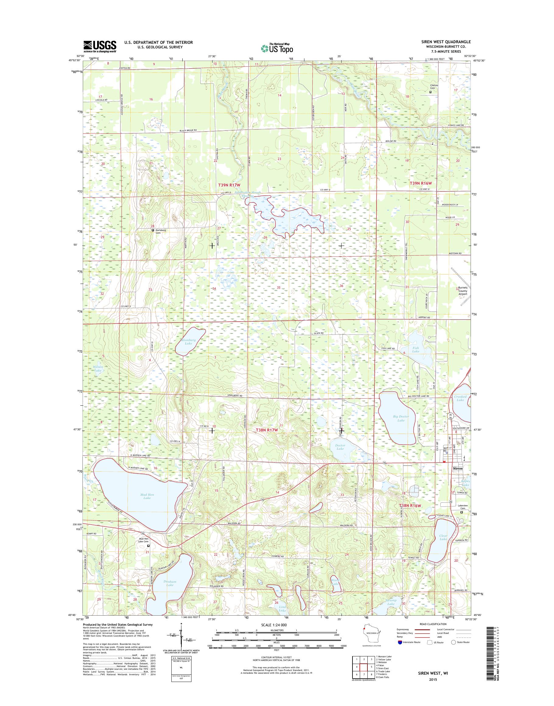 MyTopo Siren West, Wisconsin USGS Quad Topo Map