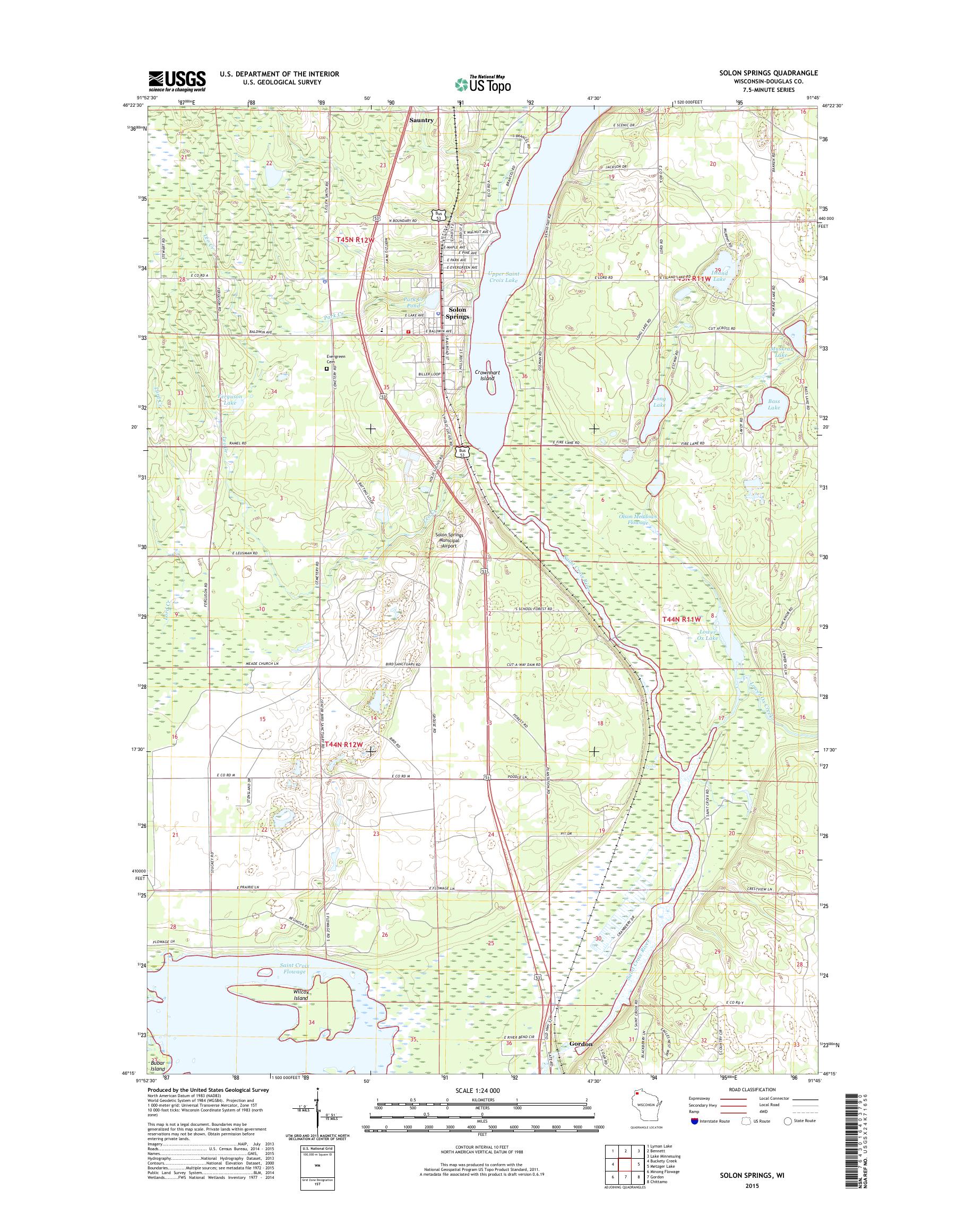MyTopo Solon Springs, Wisconsin USGS Quad Topo Map