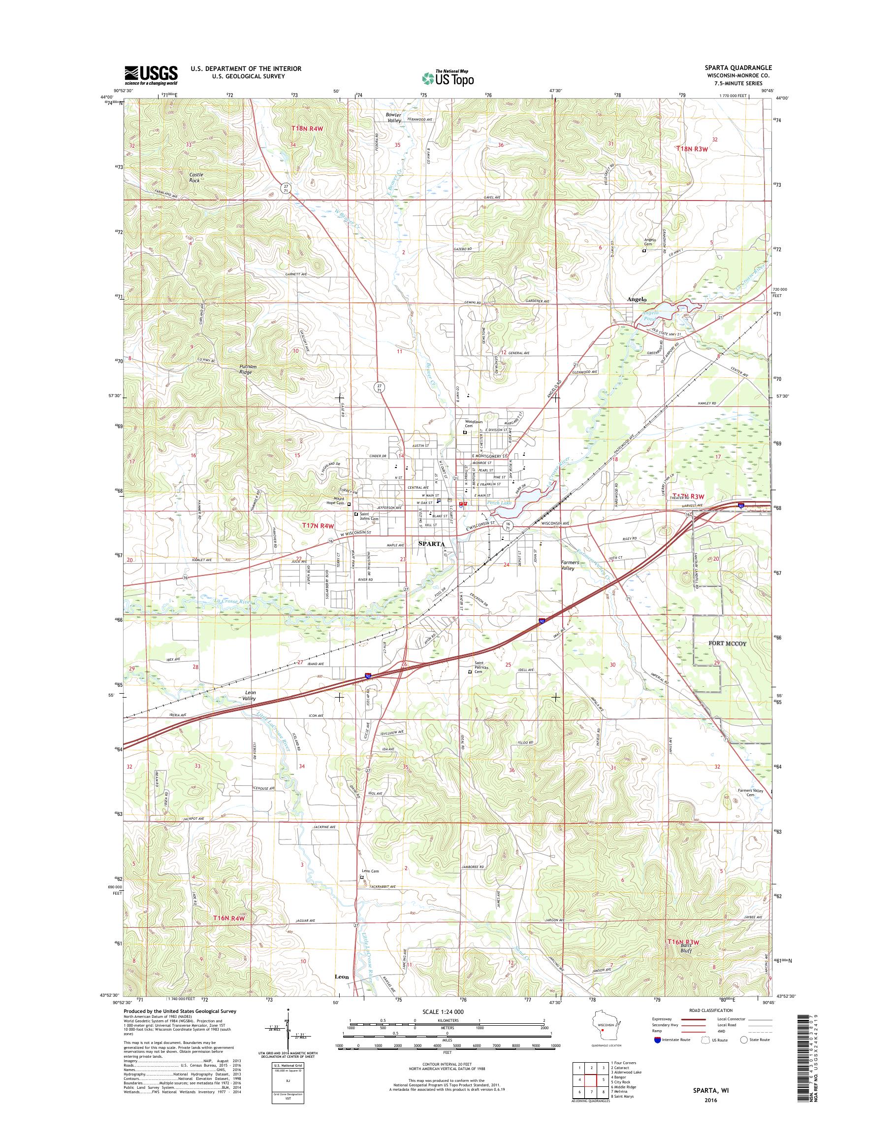 MyTopo Sparta, Wisconsin USGS Quad Topo Map