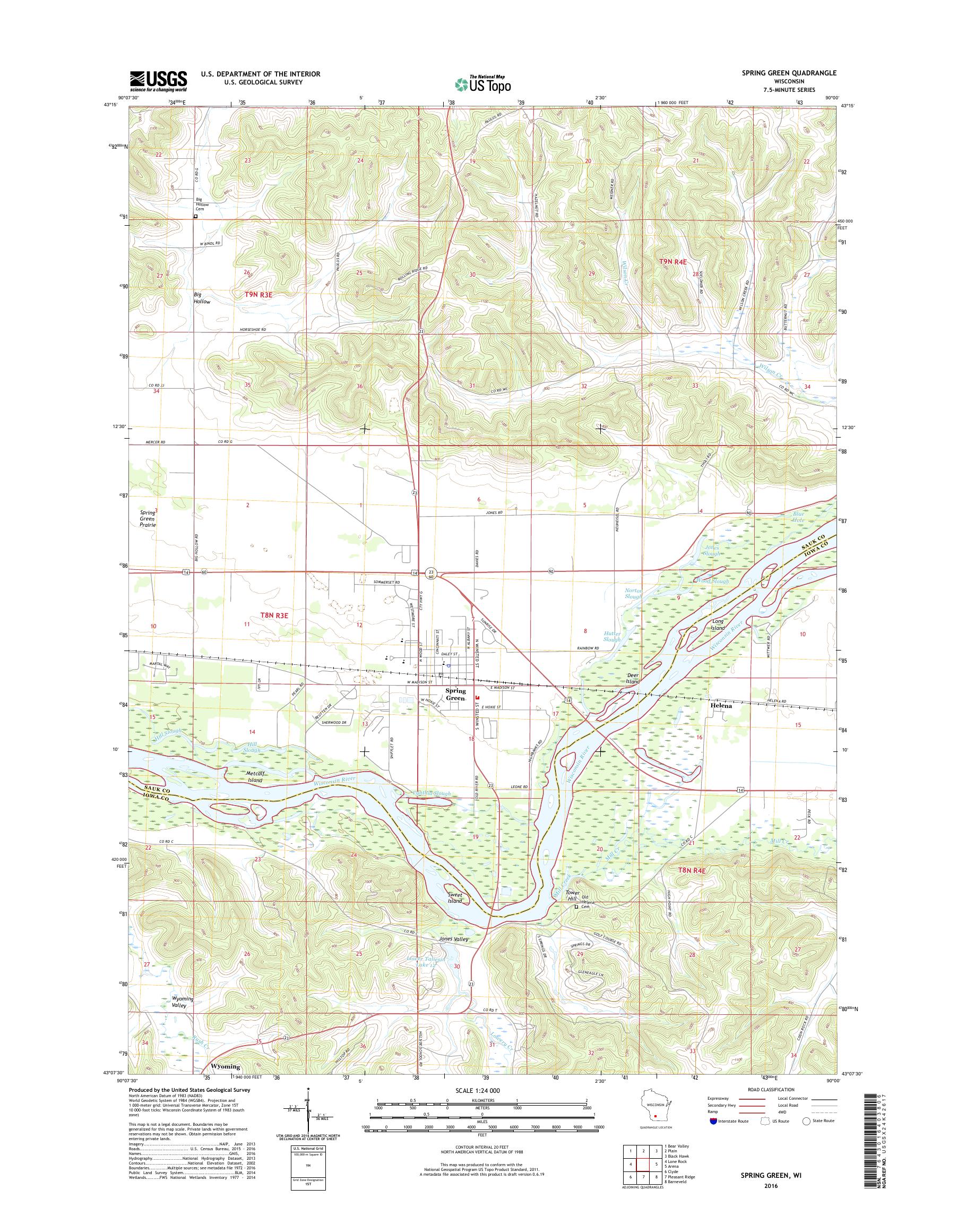 MyTopo Spring Green, Wisconsin USGS Quad Topo Map