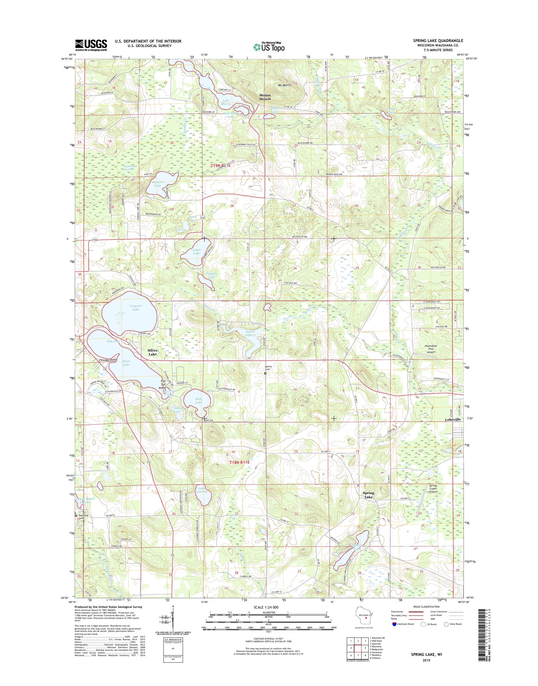 MyTopo Spring Lake, Wisconsin USGS Quad Topo Map