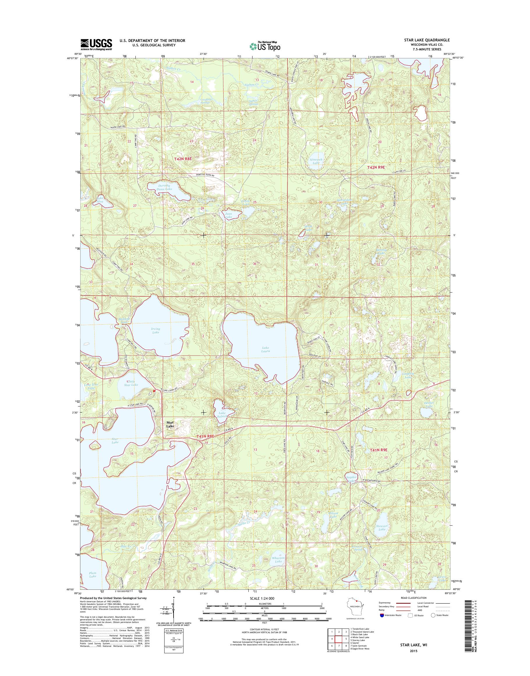MyTopo Star Lake, Wisconsin USGS Quad Topo Map