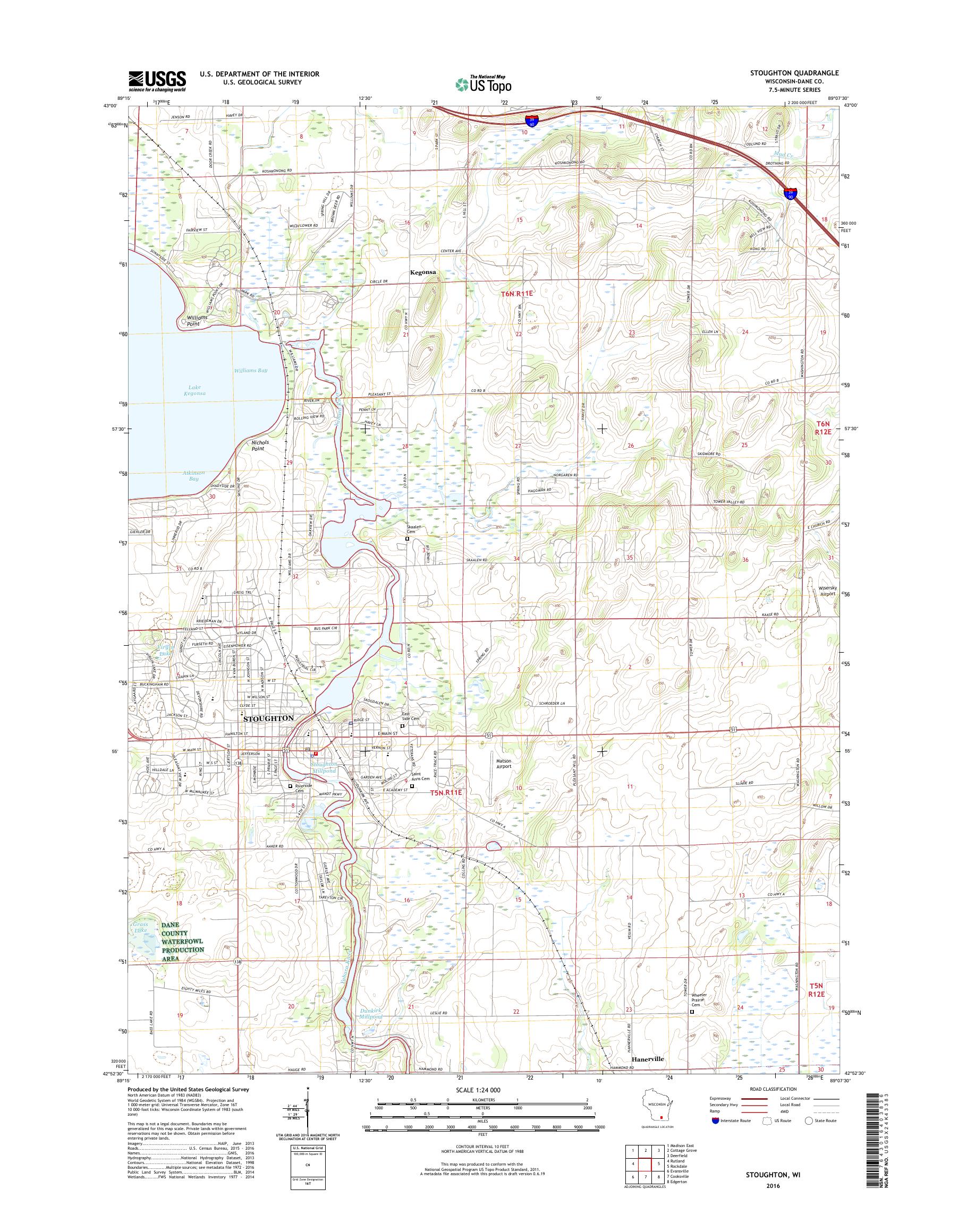 MyTopo Stoughton, Wisconsin USGS Quad Topo Map