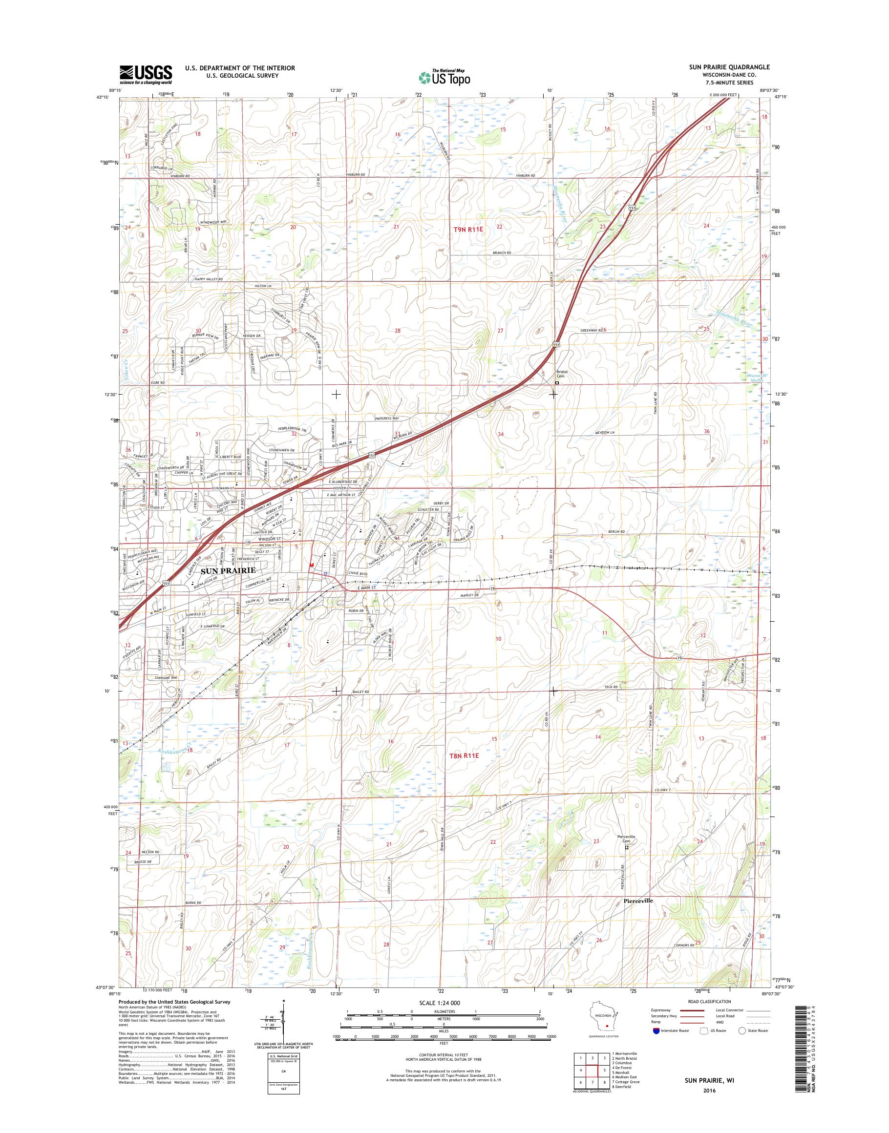 MyTopo Sun Prairie, Wisconsin USGS Quad Topo Map