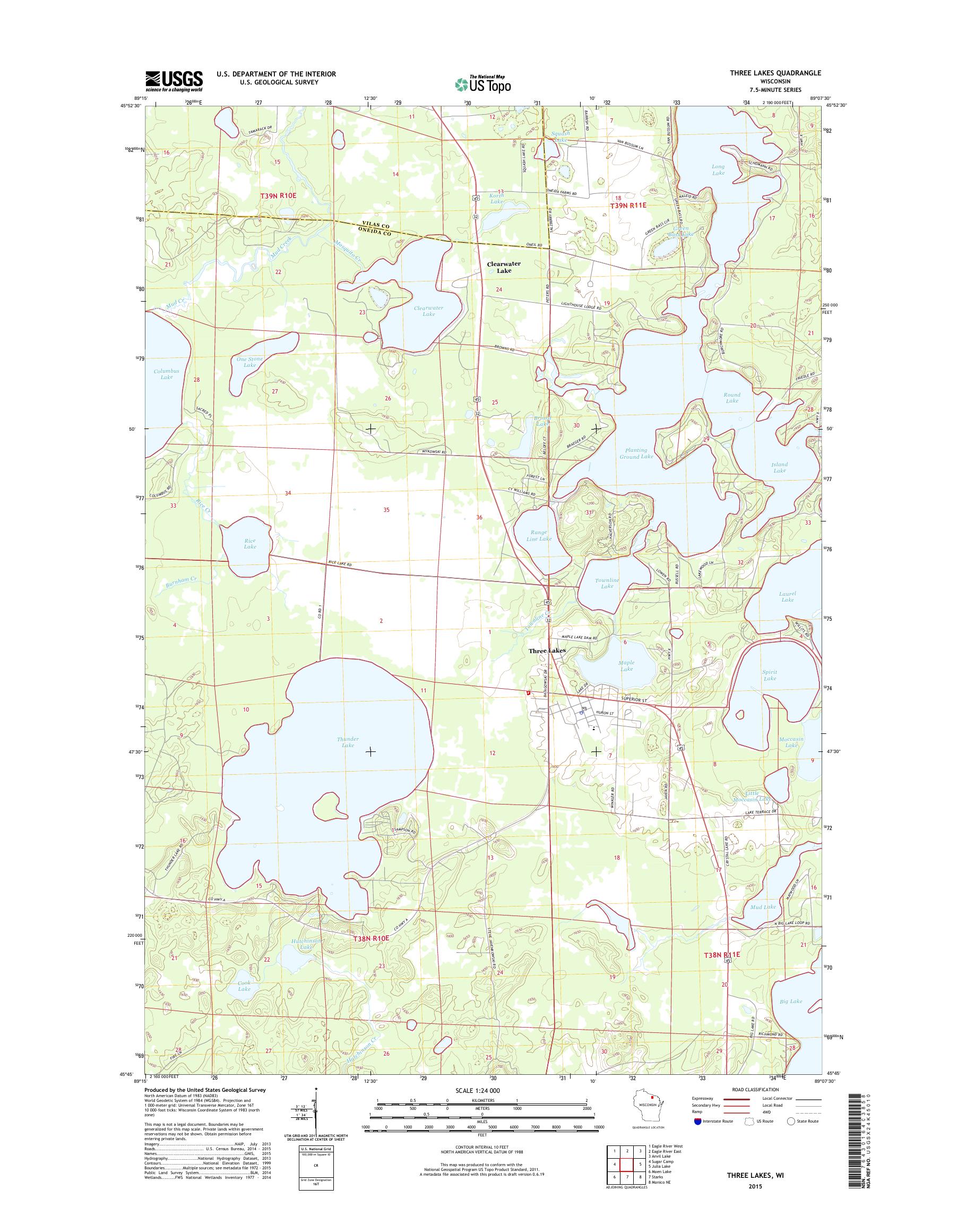 mytopo-three-lakes-wisconsin-usgs-quad-topo-map