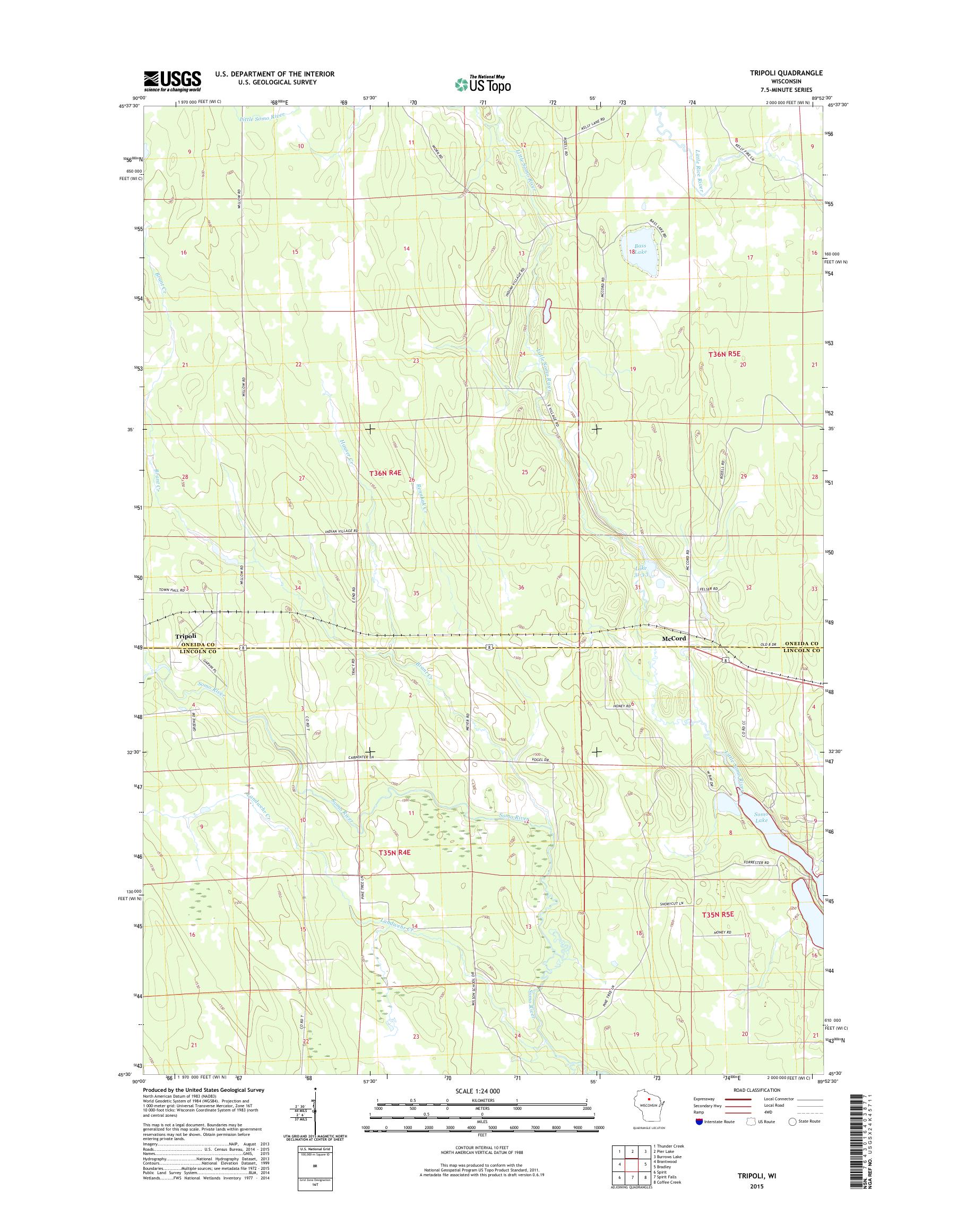 MyTopo Tripoli, Wisconsin USGS Quad Topo Map