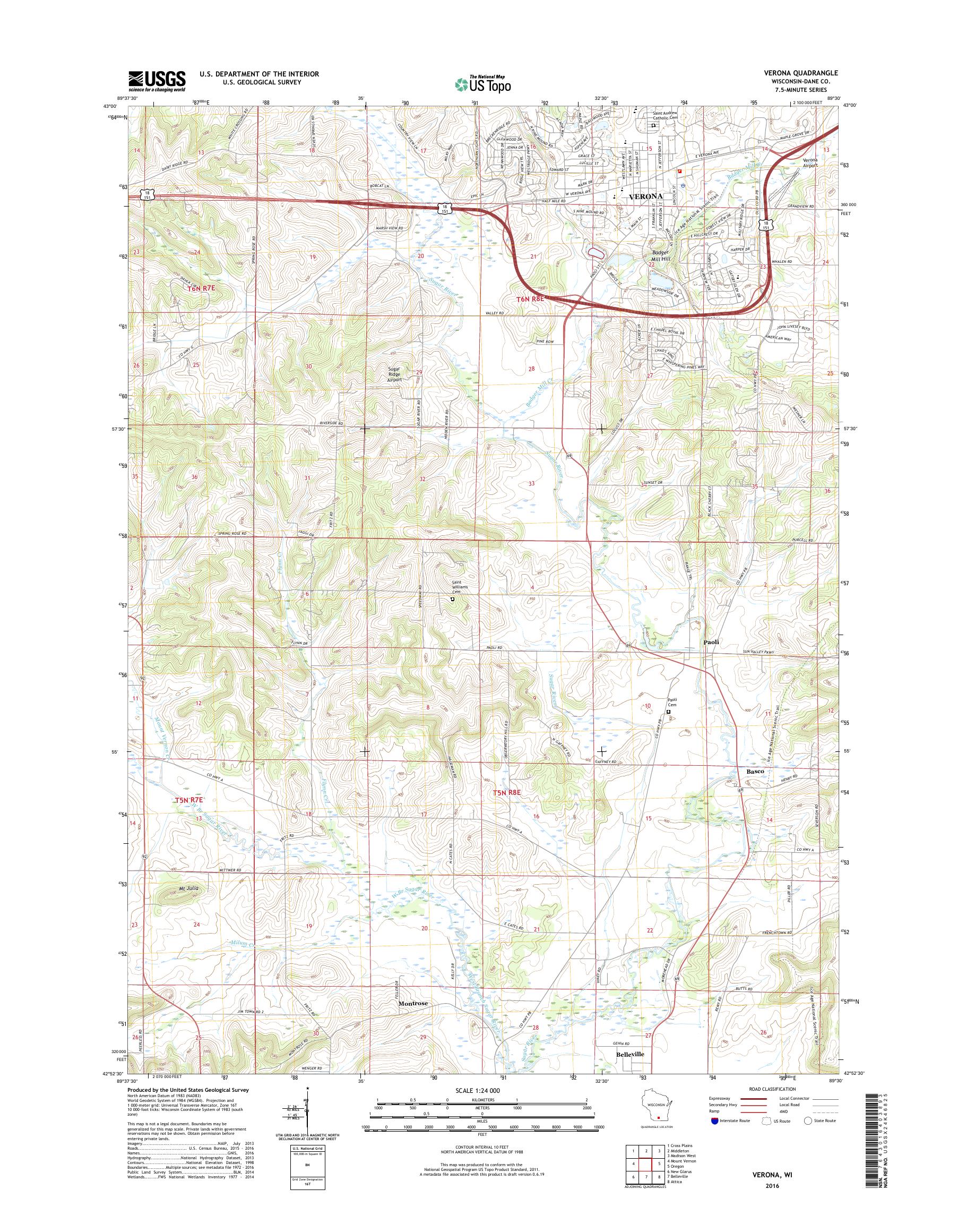 MyTopo Verona, Wisconsin USGS Quad Topo Map
