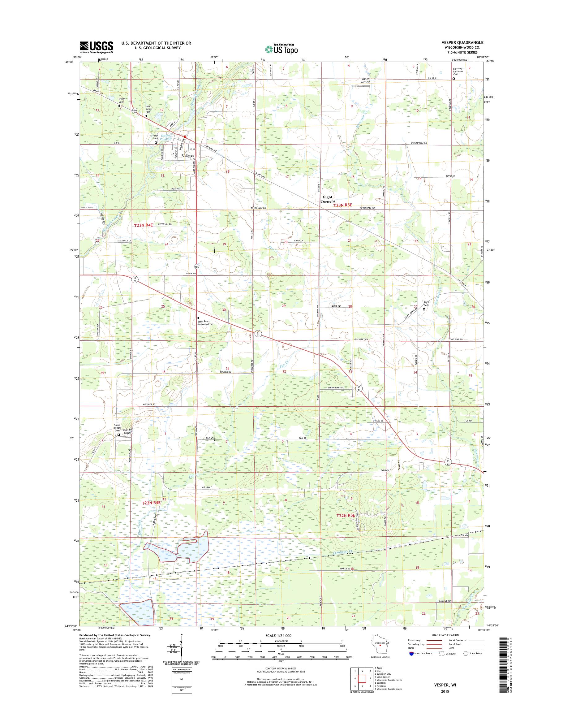 MyTopo Vesper, Wisconsin USGS Quad Topo Map