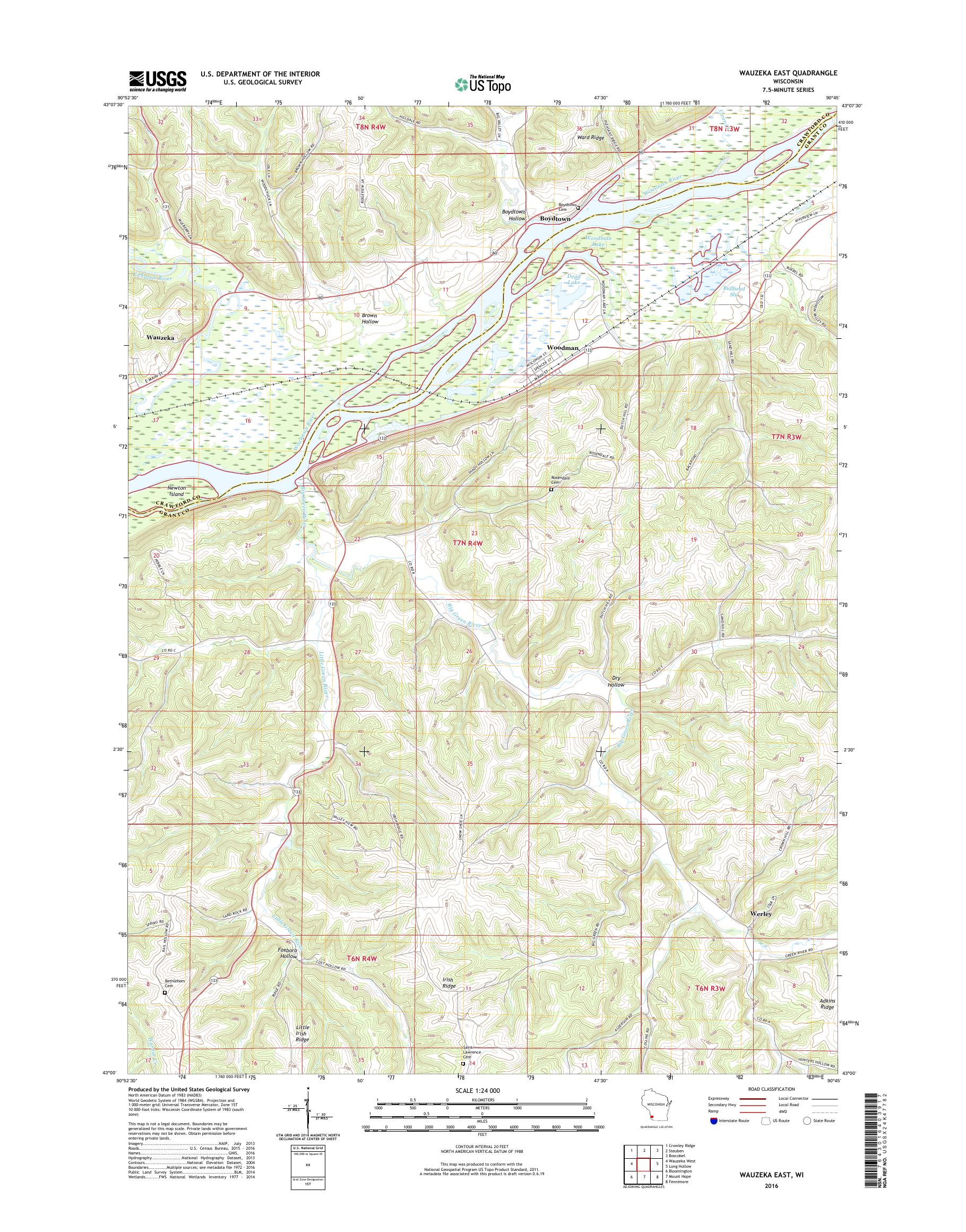 MyTopo Wauzeka East, Wisconsin USGS Quad Topo Map