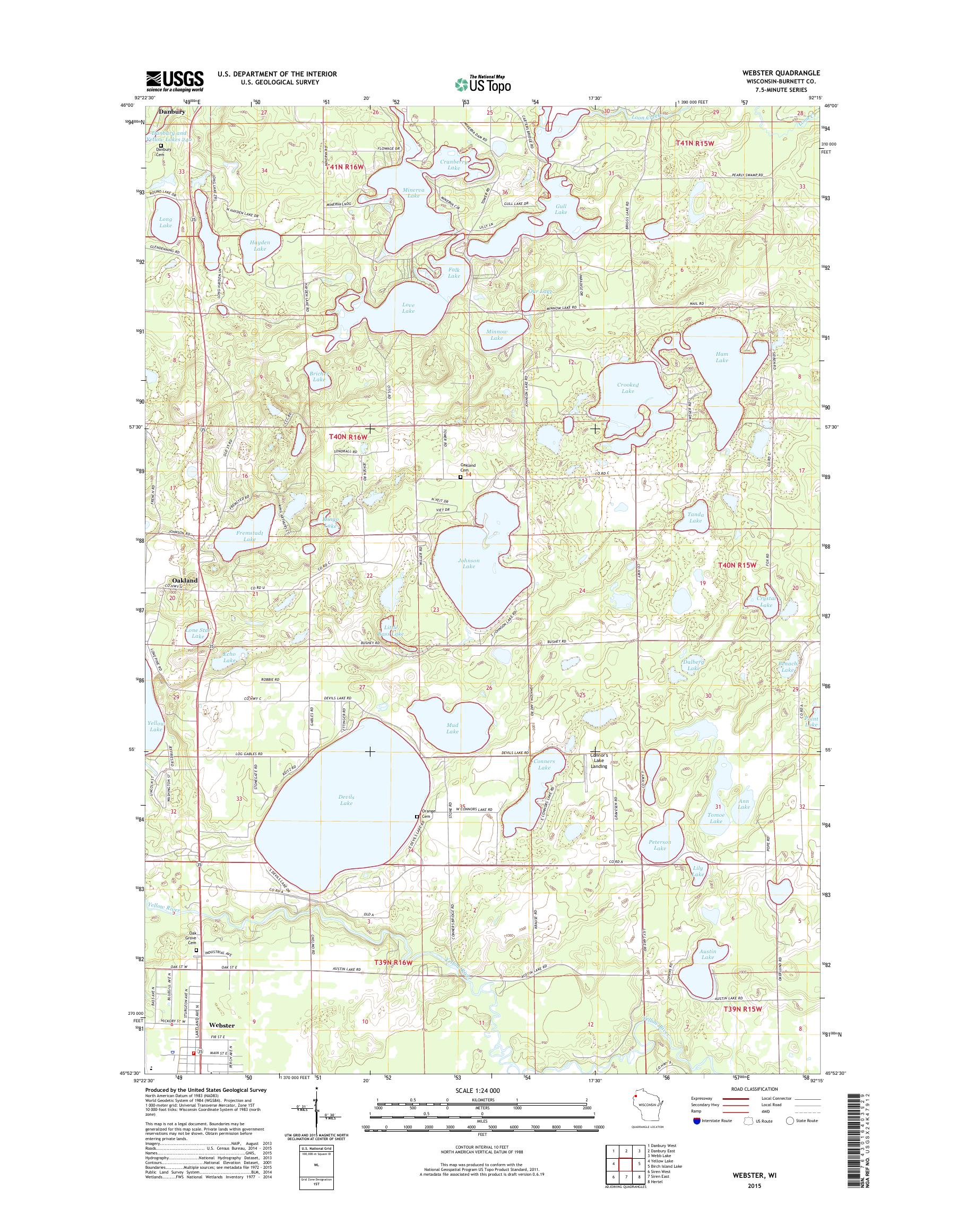 MyTopo Webster, Wisconsin USGS Quad Topo Map