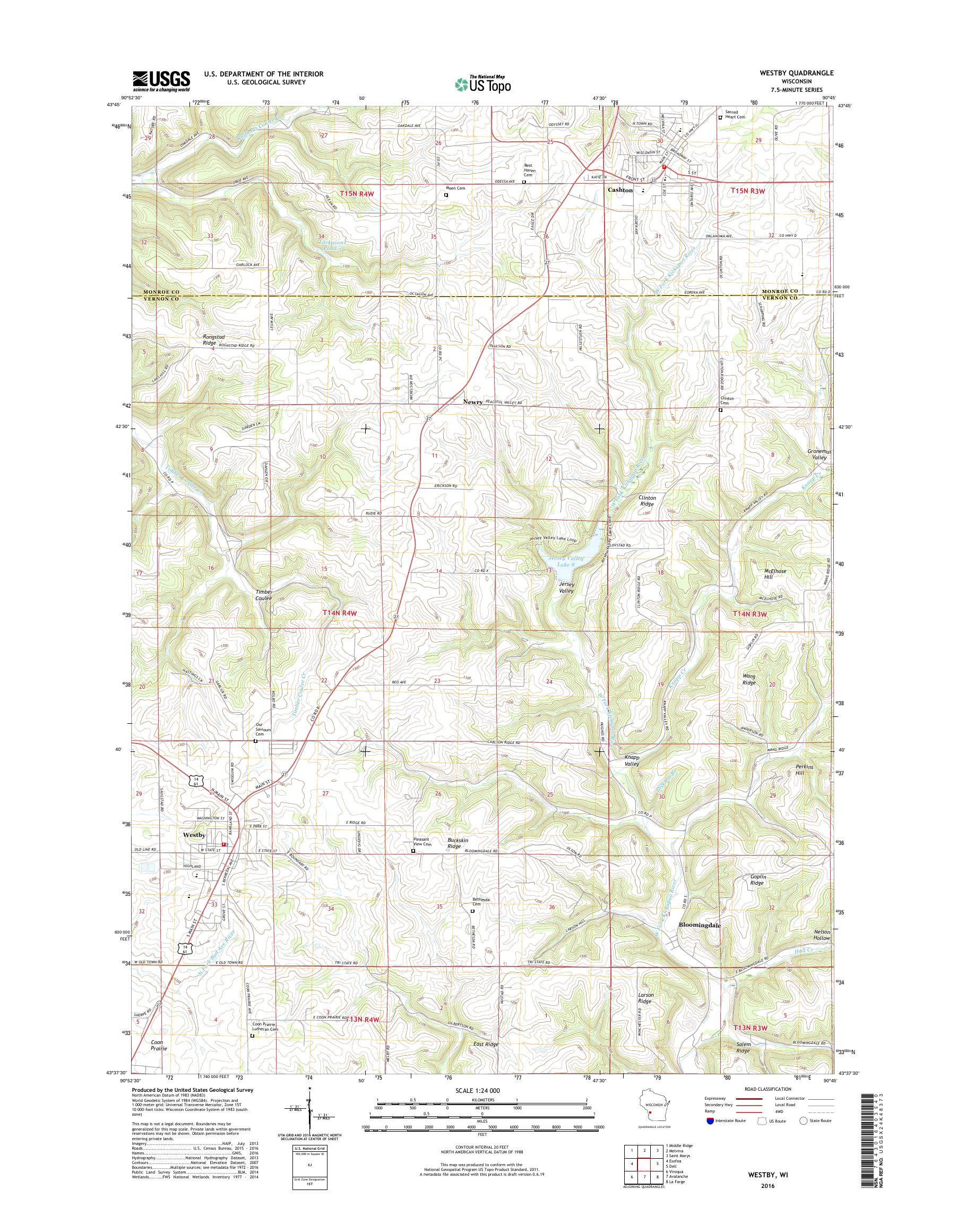 MyTopo Westby, Wisconsin USGS Quad Topo Map