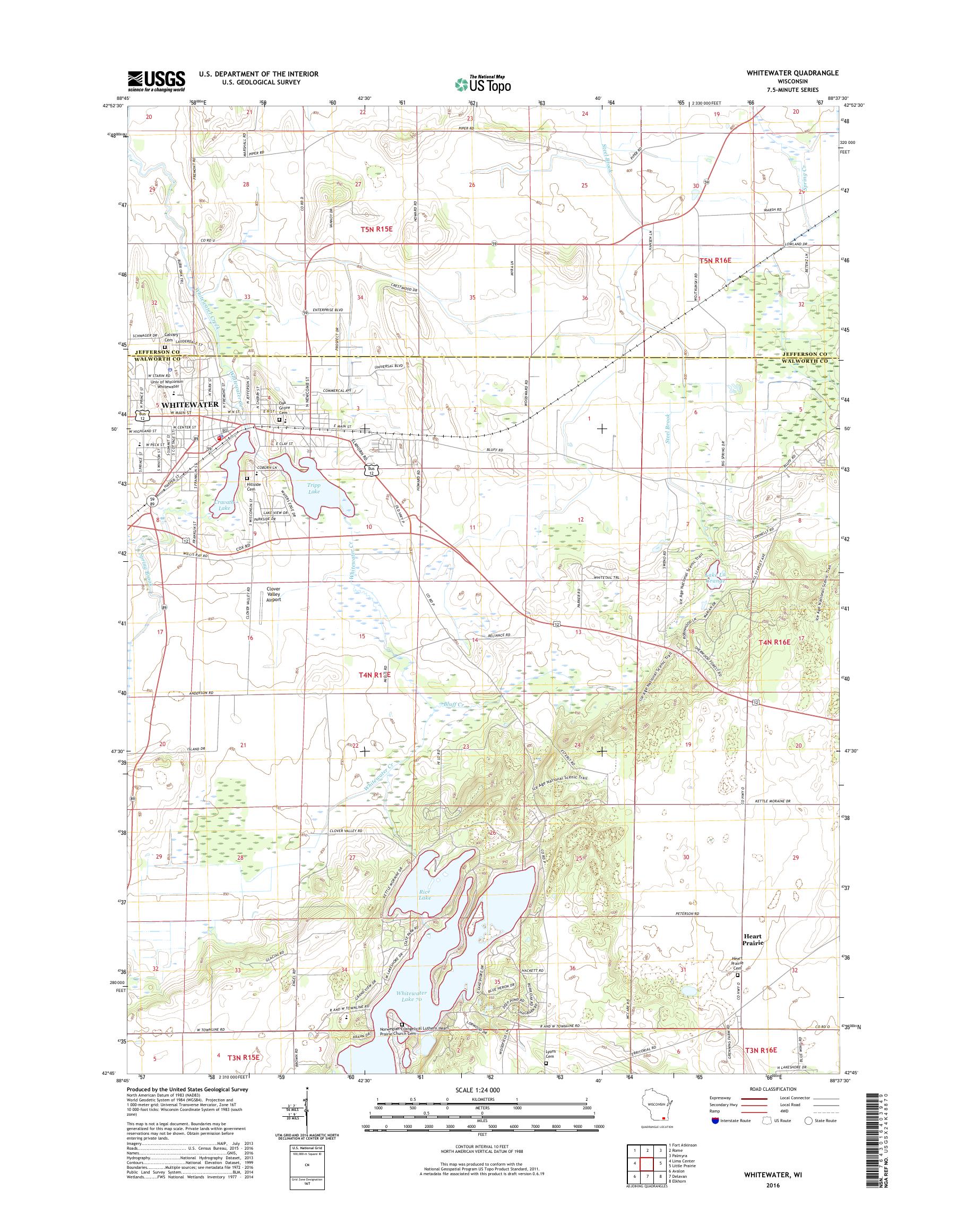 MyTopo Whitewater, Wisconsin USGS Quad Topo Map