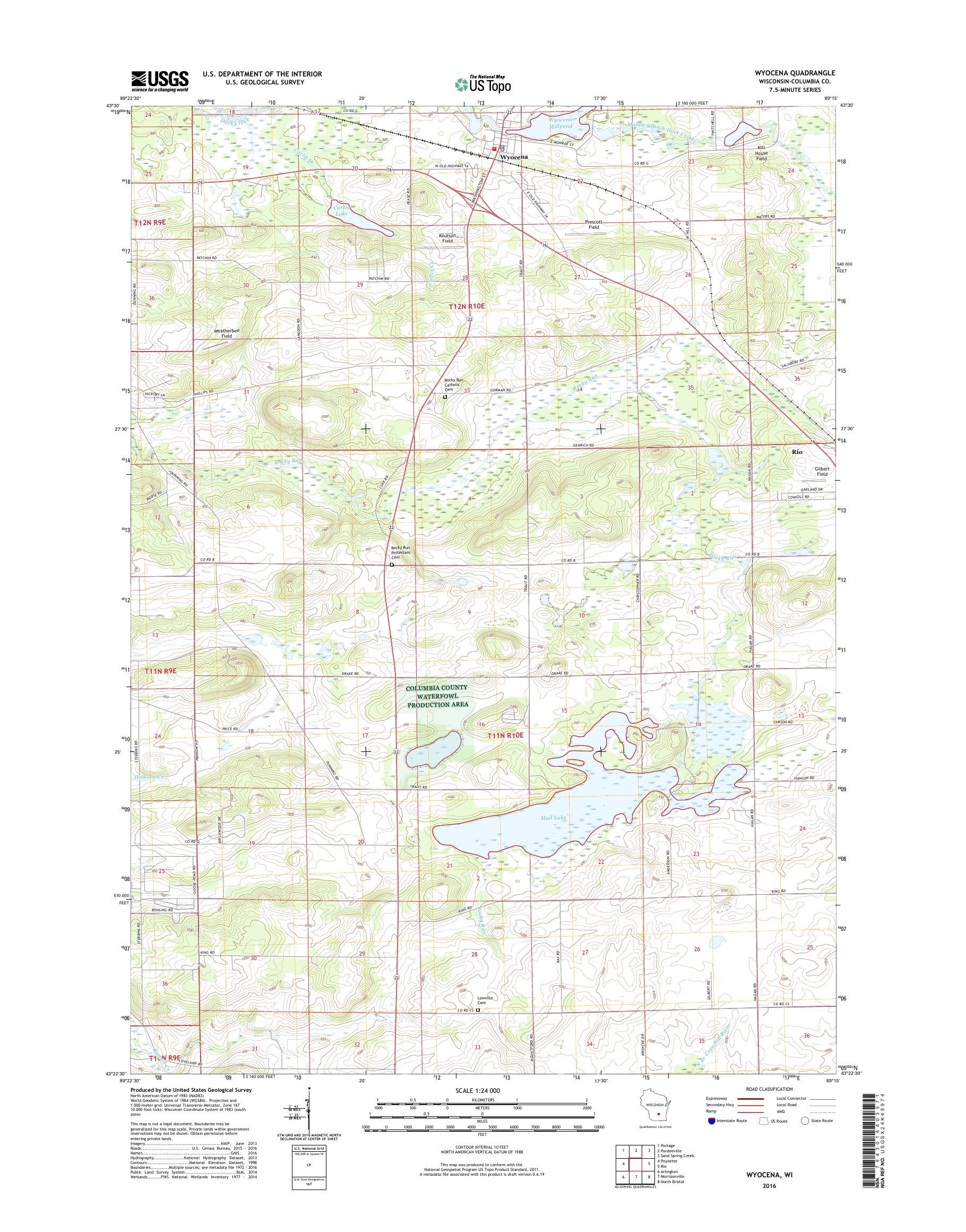 MyTopo Wyocena, Wisconsin USGS Quad Topo Map