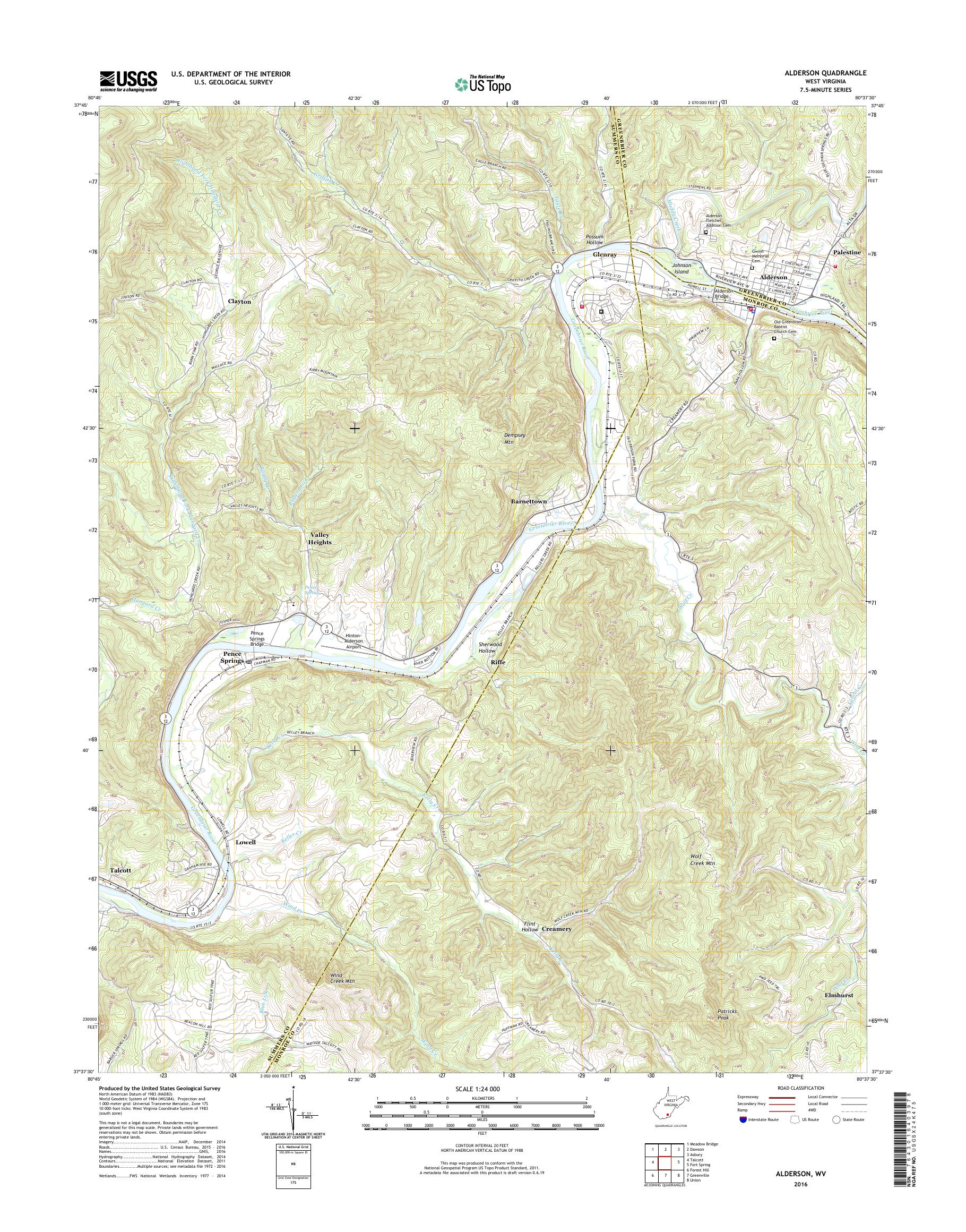 MyTopo Alderson, West Virginia USGS Quad Topo Map